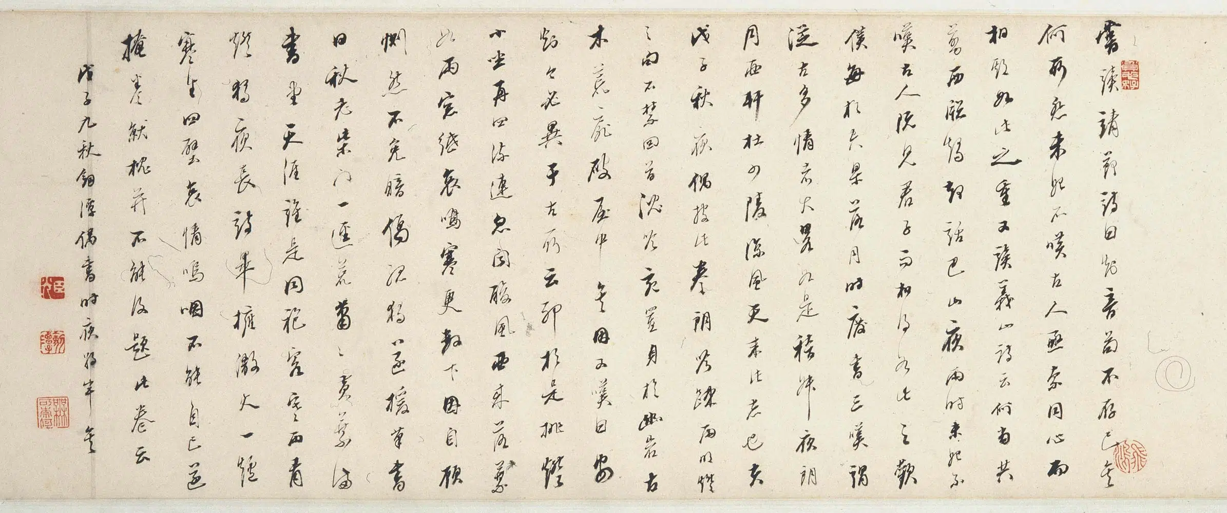 清代【高翔】《疏雨明灯夜话图卷》