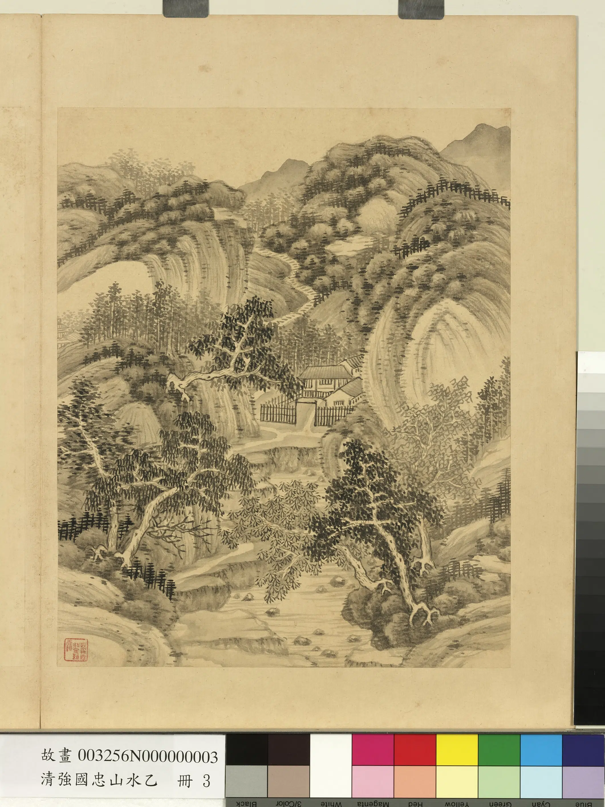 清代【强国忠】《山水乙册-岩壑幽居》