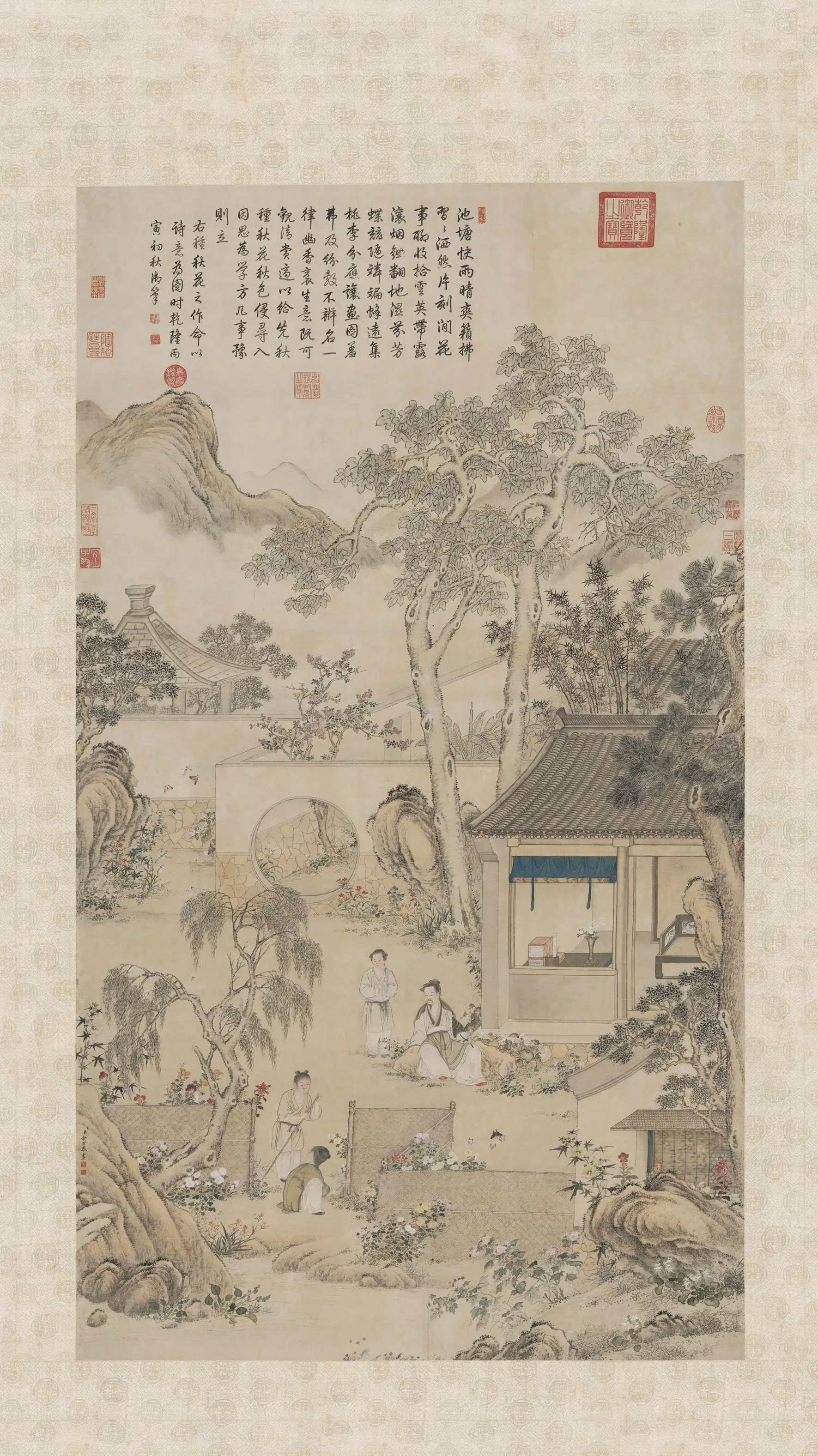 清代【余省】《种秋花图轴》