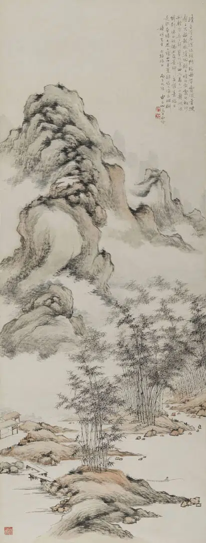 近现代【申石伽】《山水轴-2》