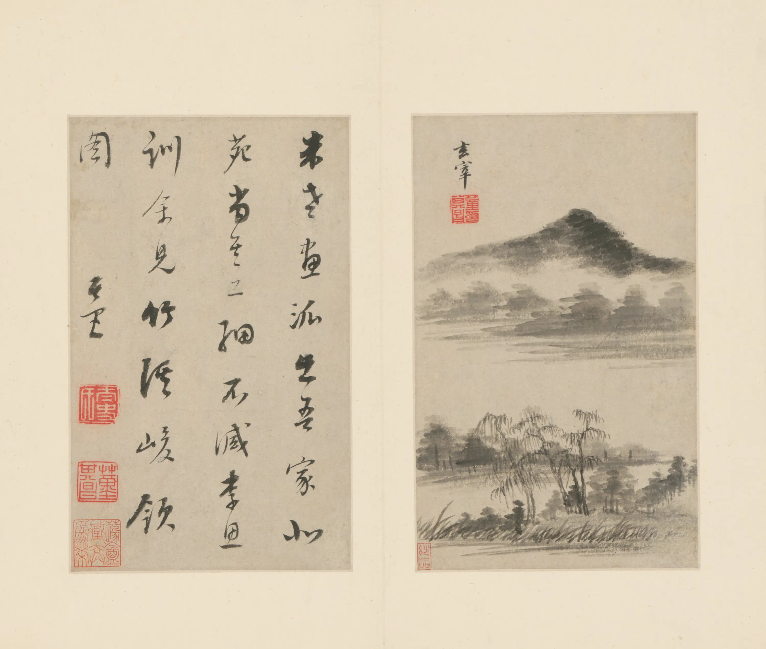 明朝【董其昌】《山水册-1(10开)》 第4张 明朝【董其昌】《山水册-1(10开)》 第4张