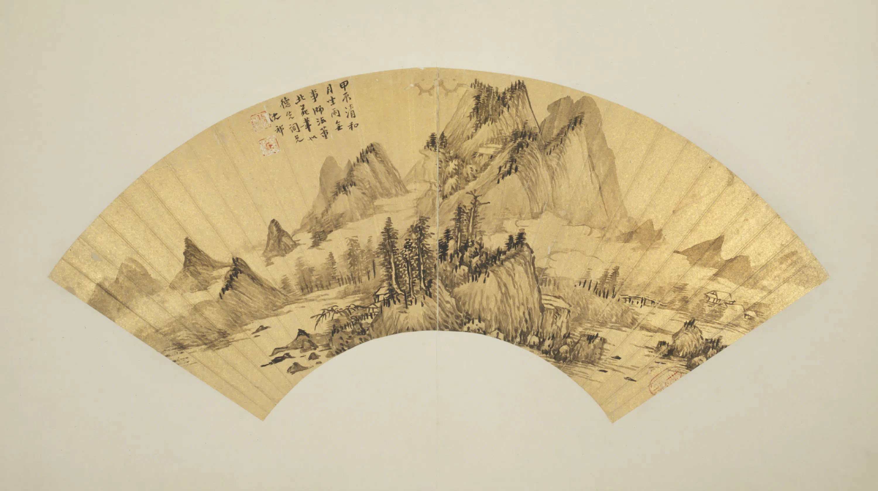 清代【沈祁】《山水扇》