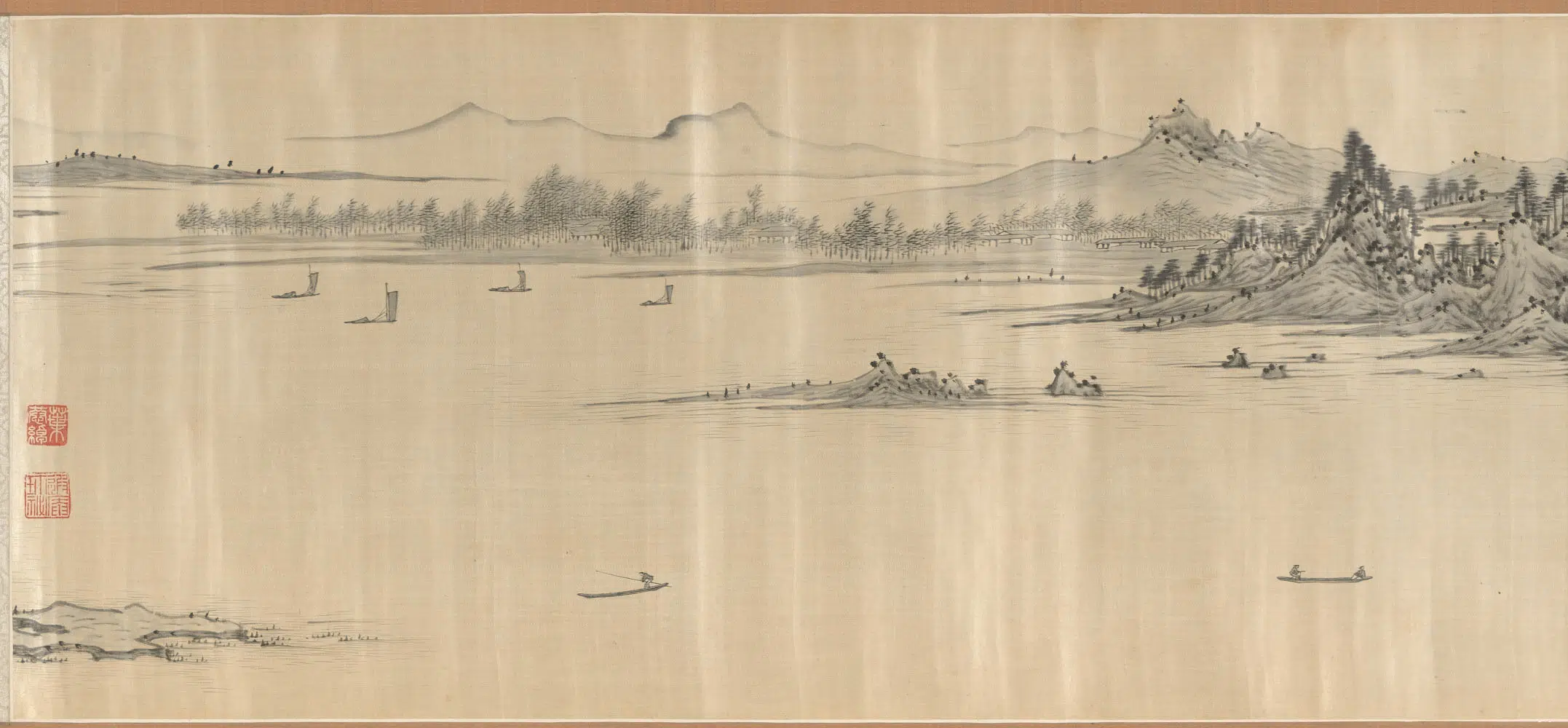 清代【孙浪】《江山泛舟图卷》