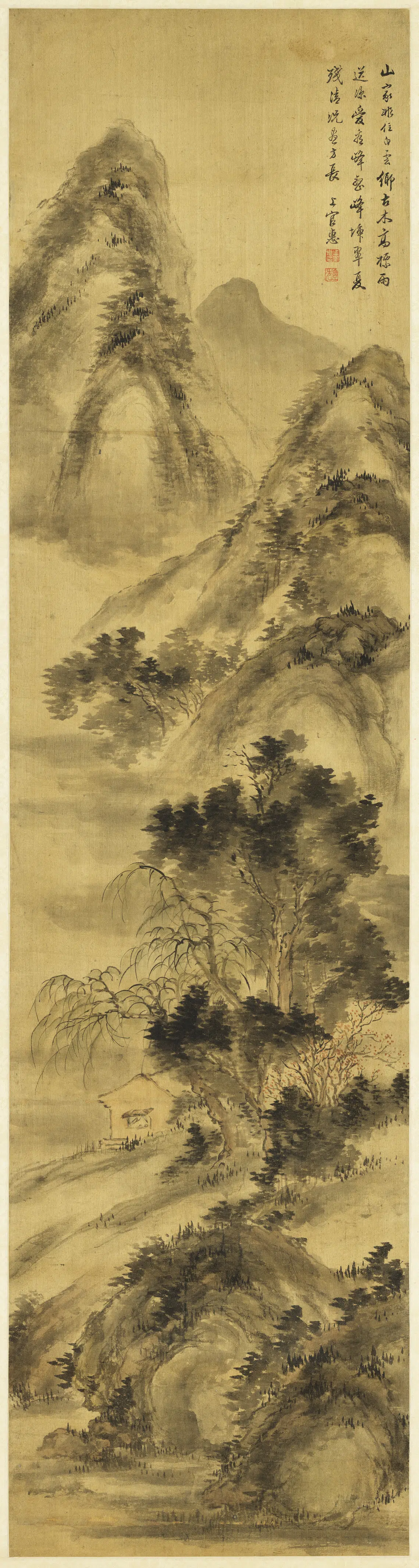 清朝【上官惠】《山水四屏图轴之三》