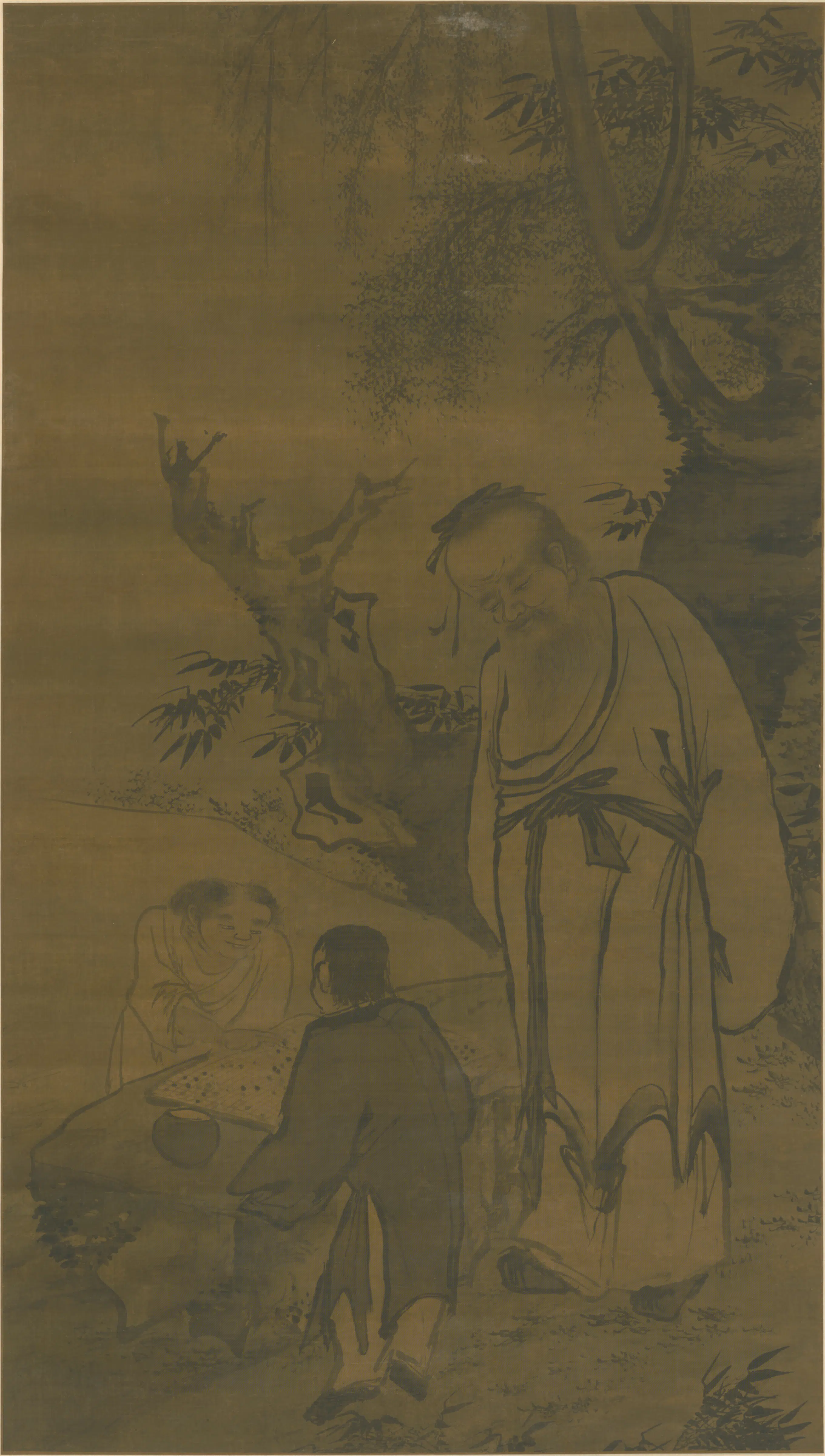 明朝【郑文林】《观棋图轴》