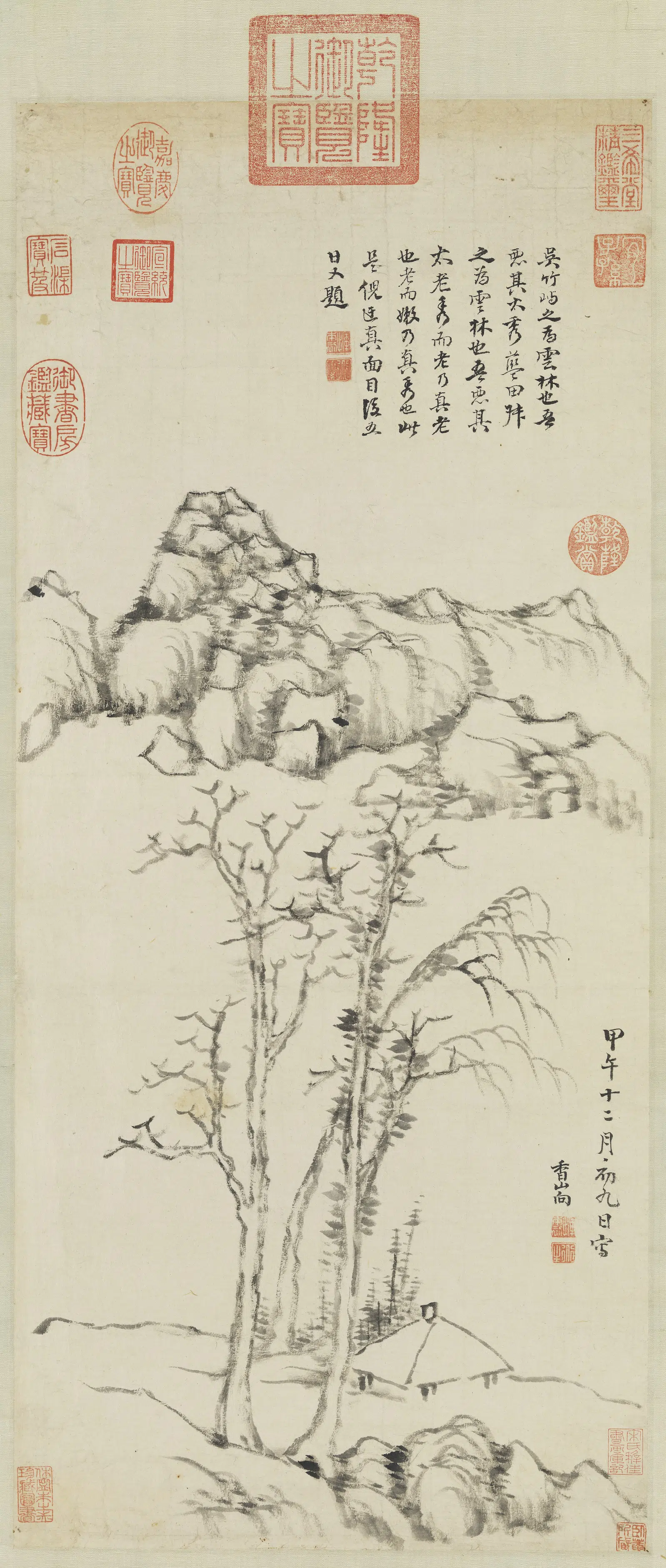 明朝【恽向】《秋亭嘉树图轴》