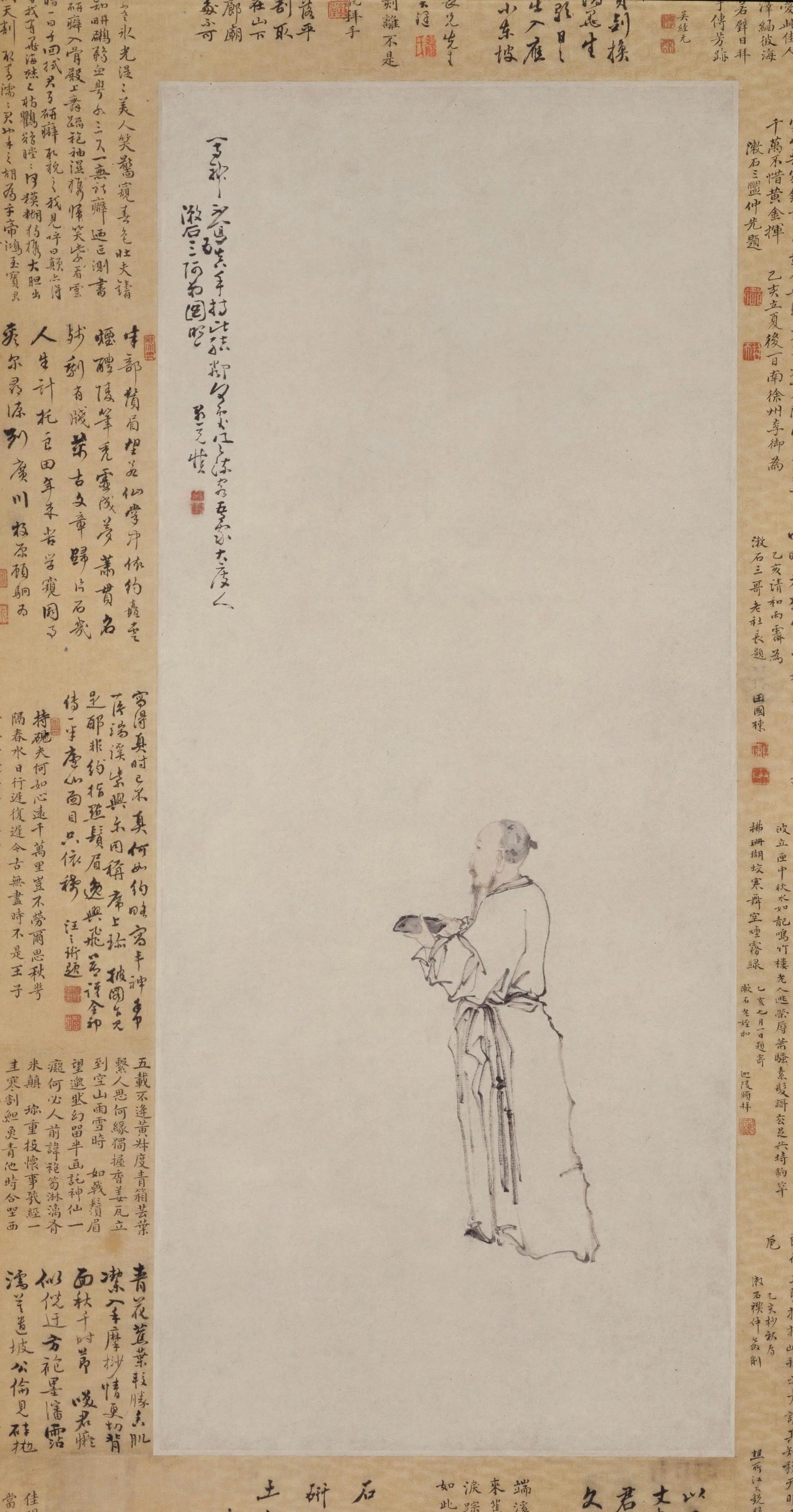 清代【黄慎】《漱石捧砚图轴》