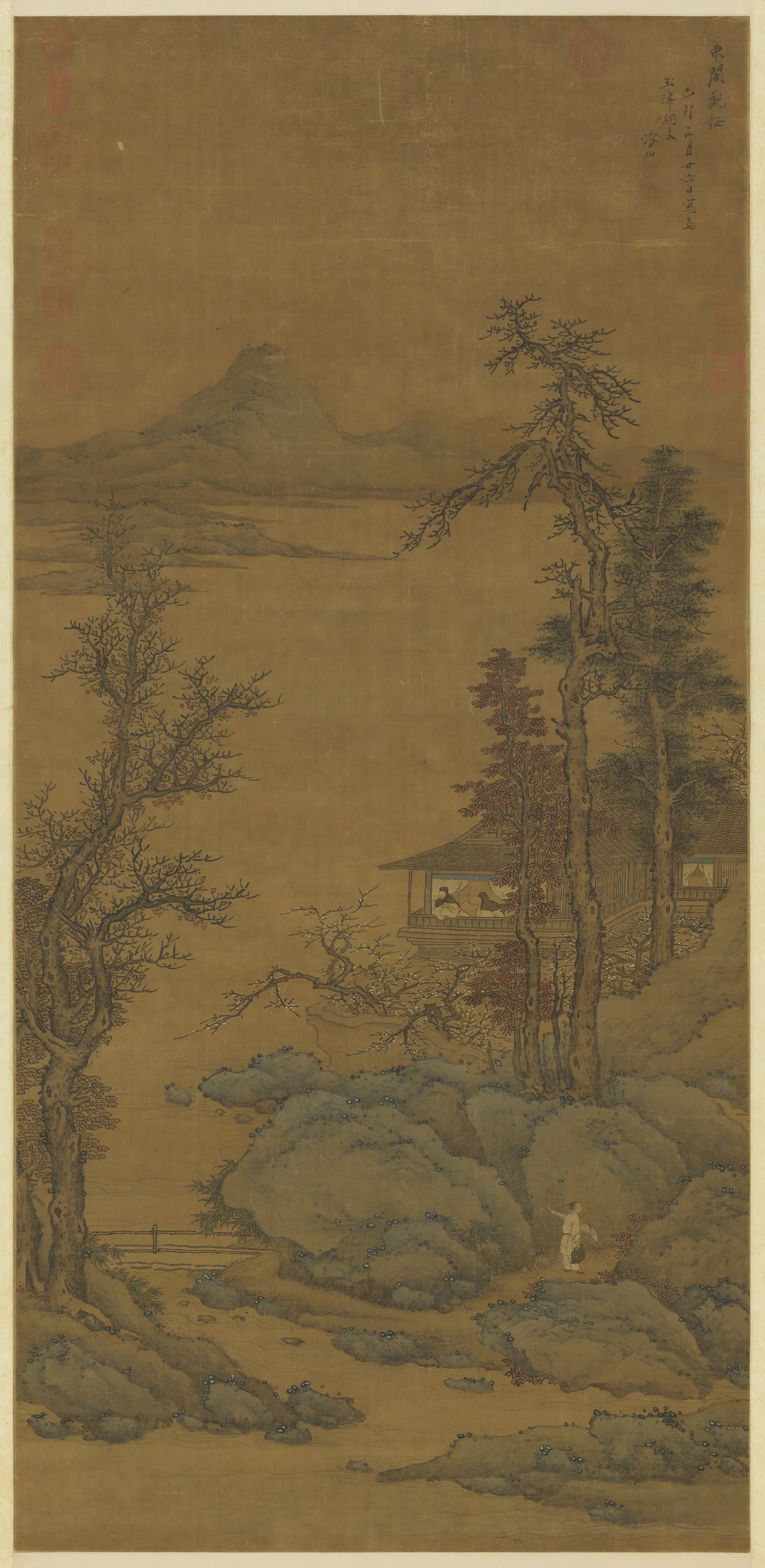 明朝【张翀】《画东阁观梅图轴》
