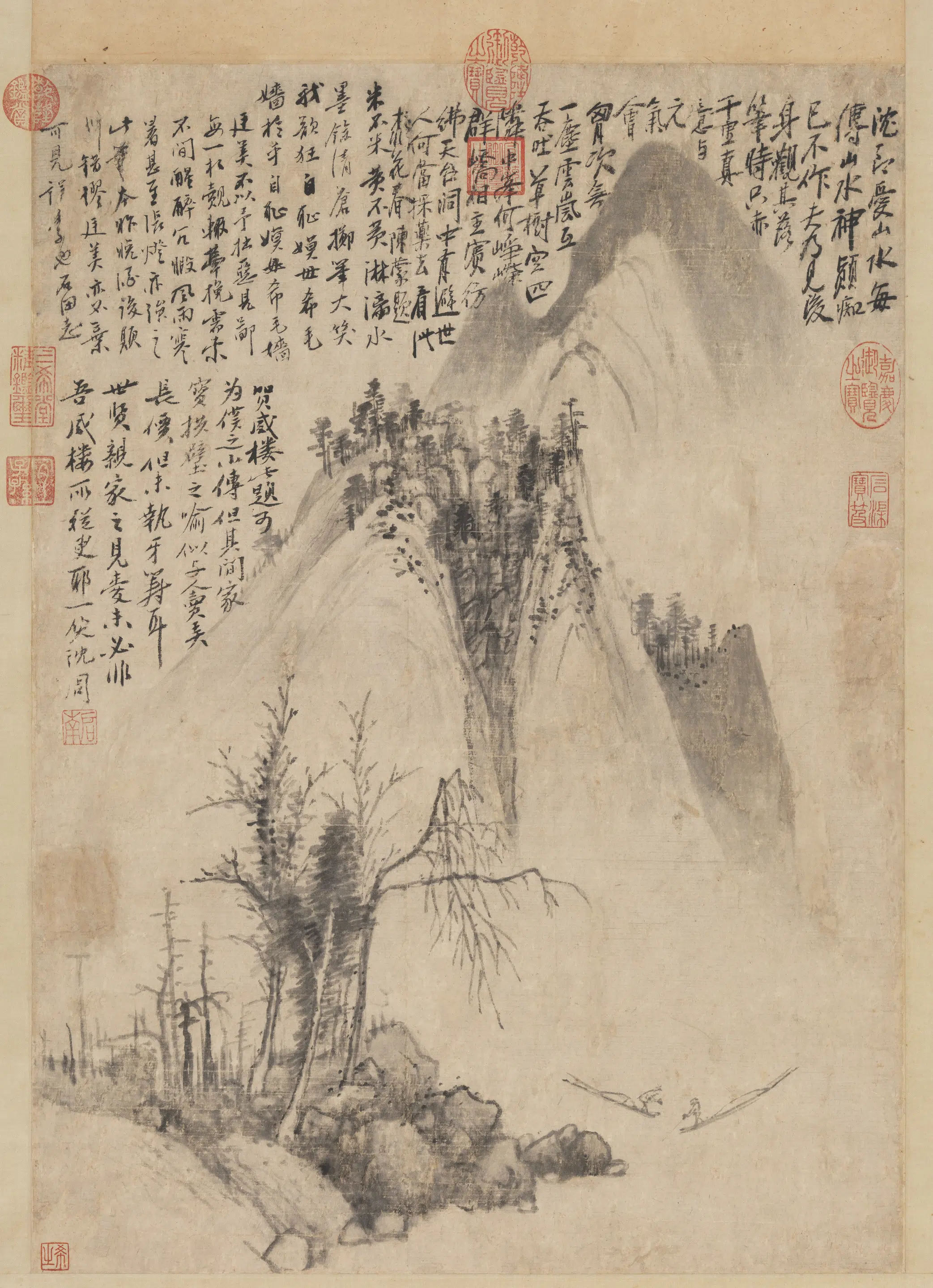 明朝【沈周】《画山水图轴》