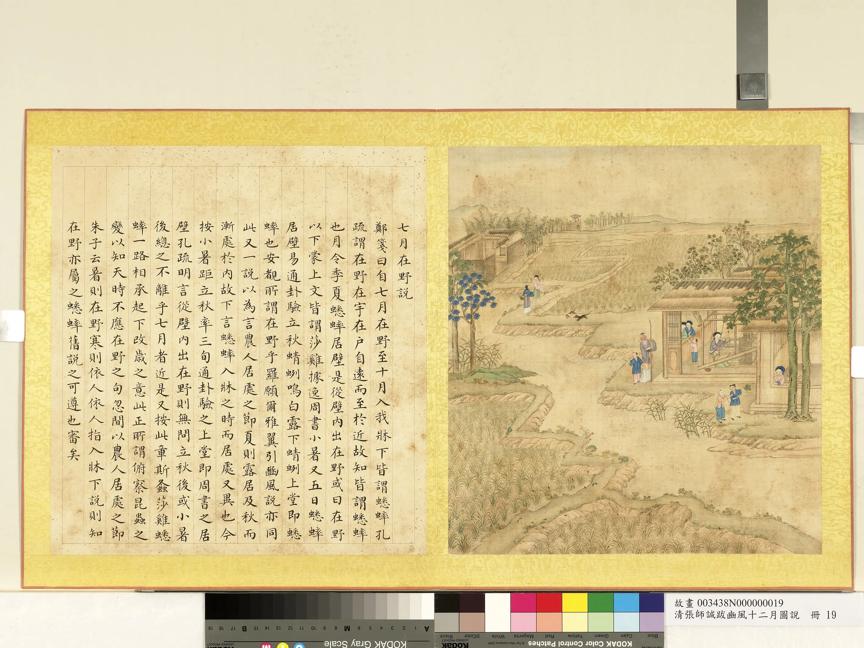 清代【张师诚】《跋豳风十二月图说册-七月在野》