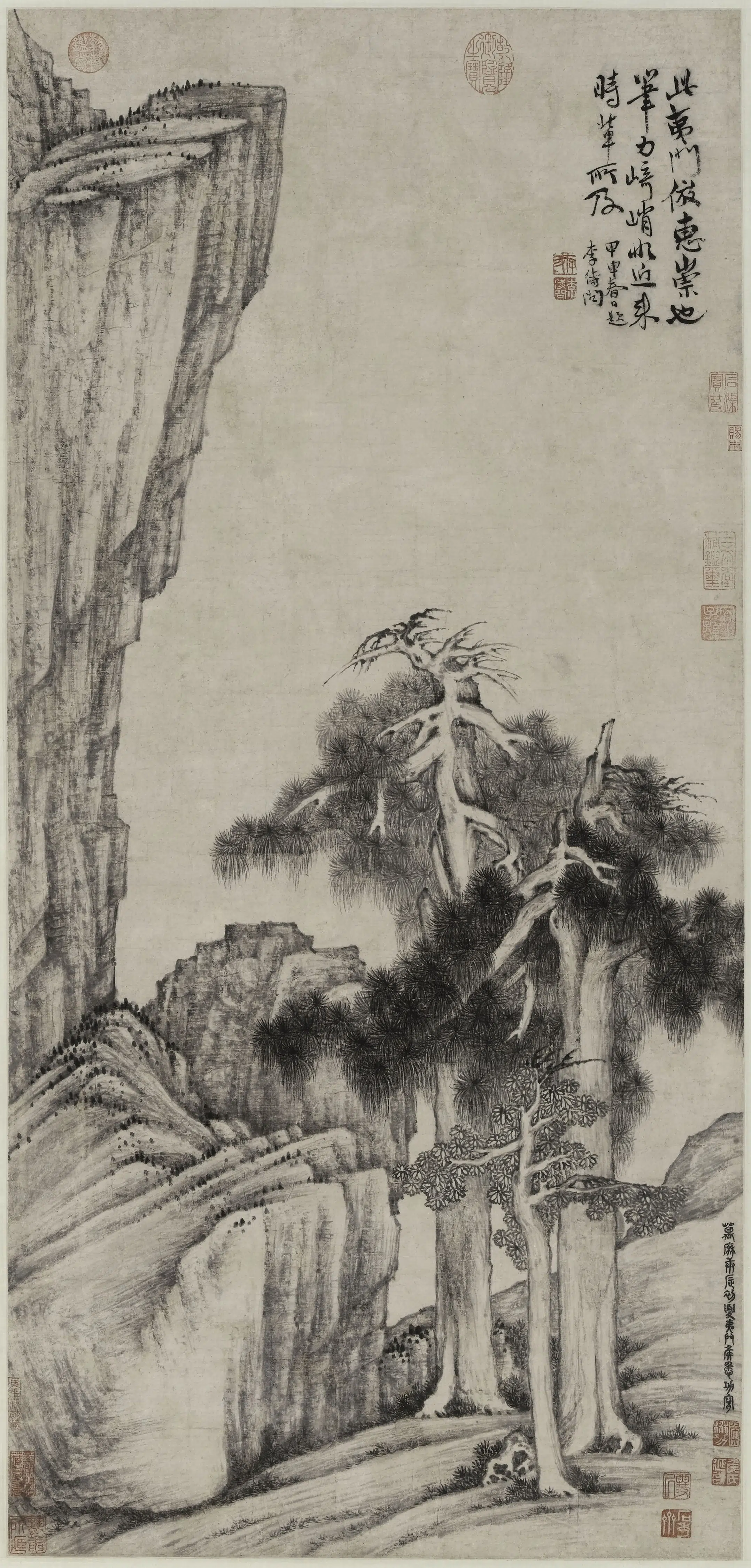 明朝【侯懋功】《仿惠崇山水轴》