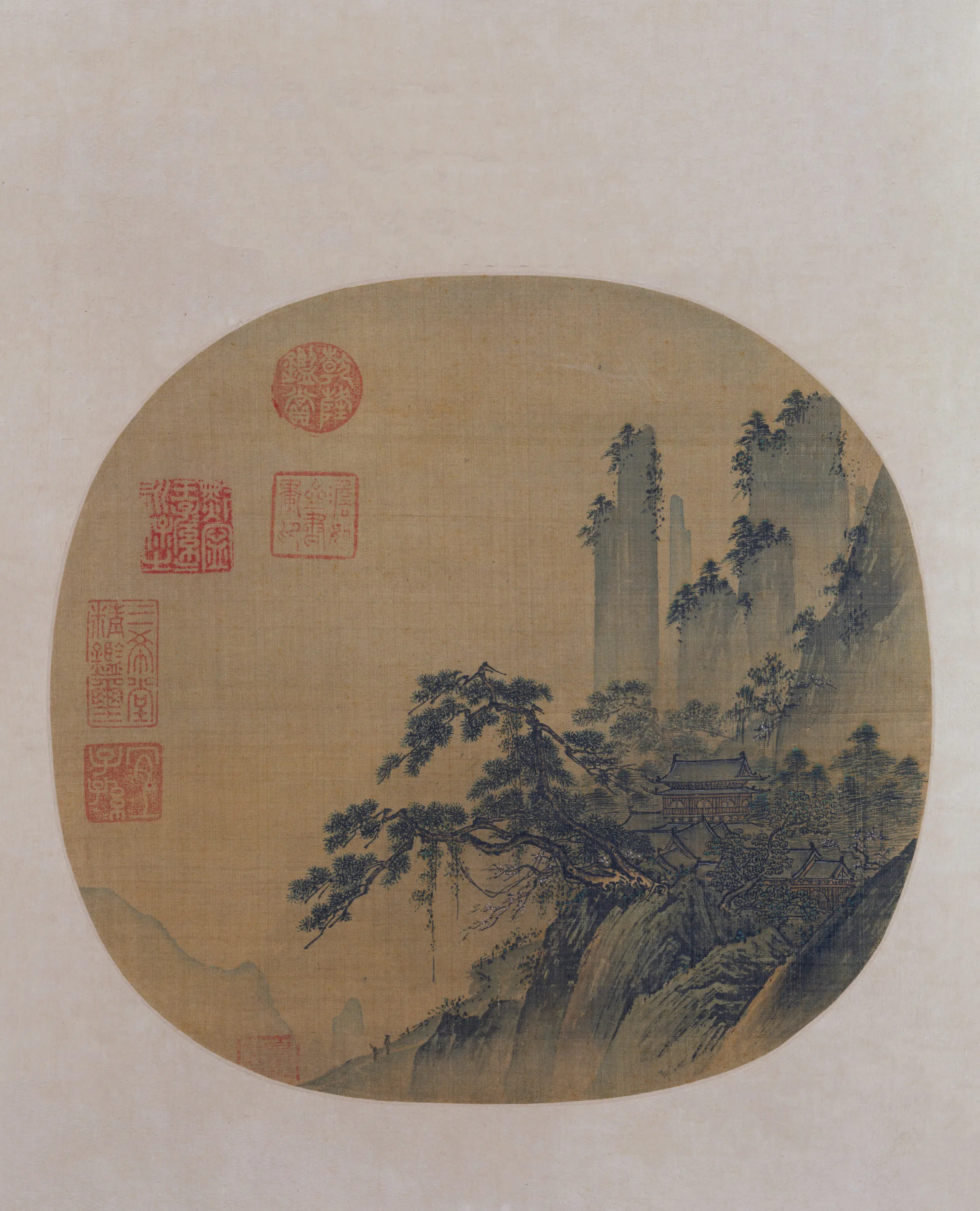 南宋【佚名】《松风楼观图纨扇页》