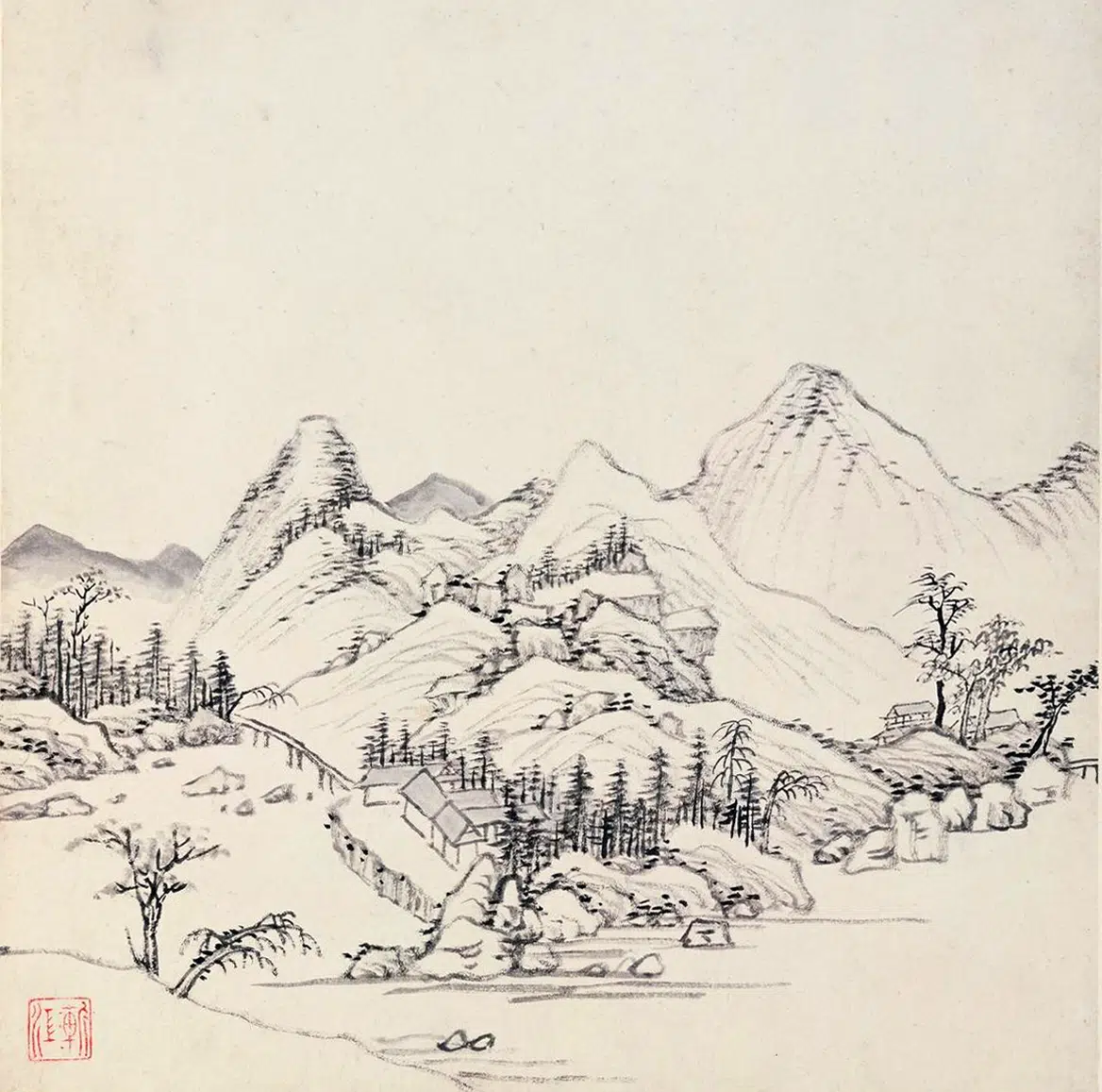 清代【弘仁】《山水册》 第9张