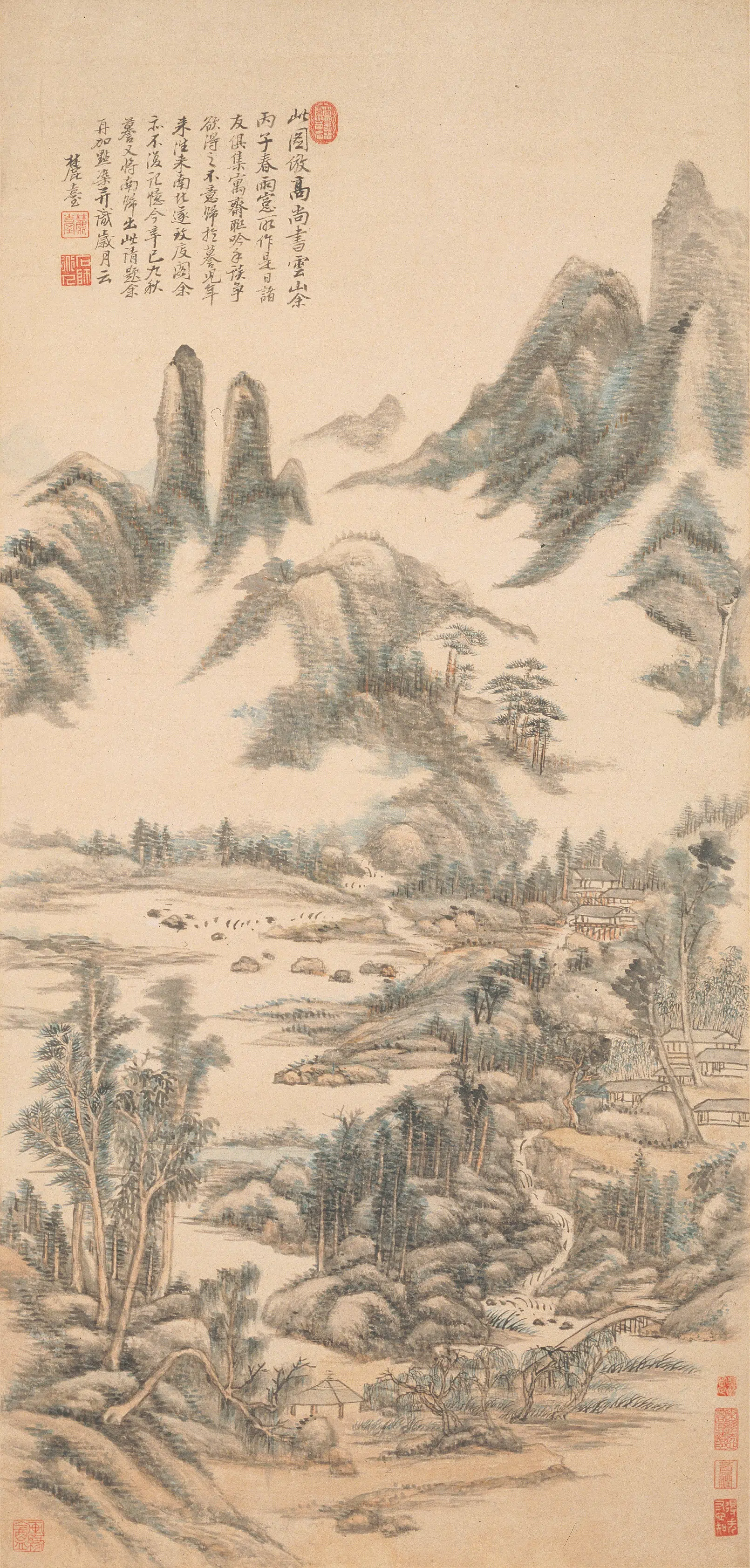 清代【王原祁】《仿高克恭云山图轴》