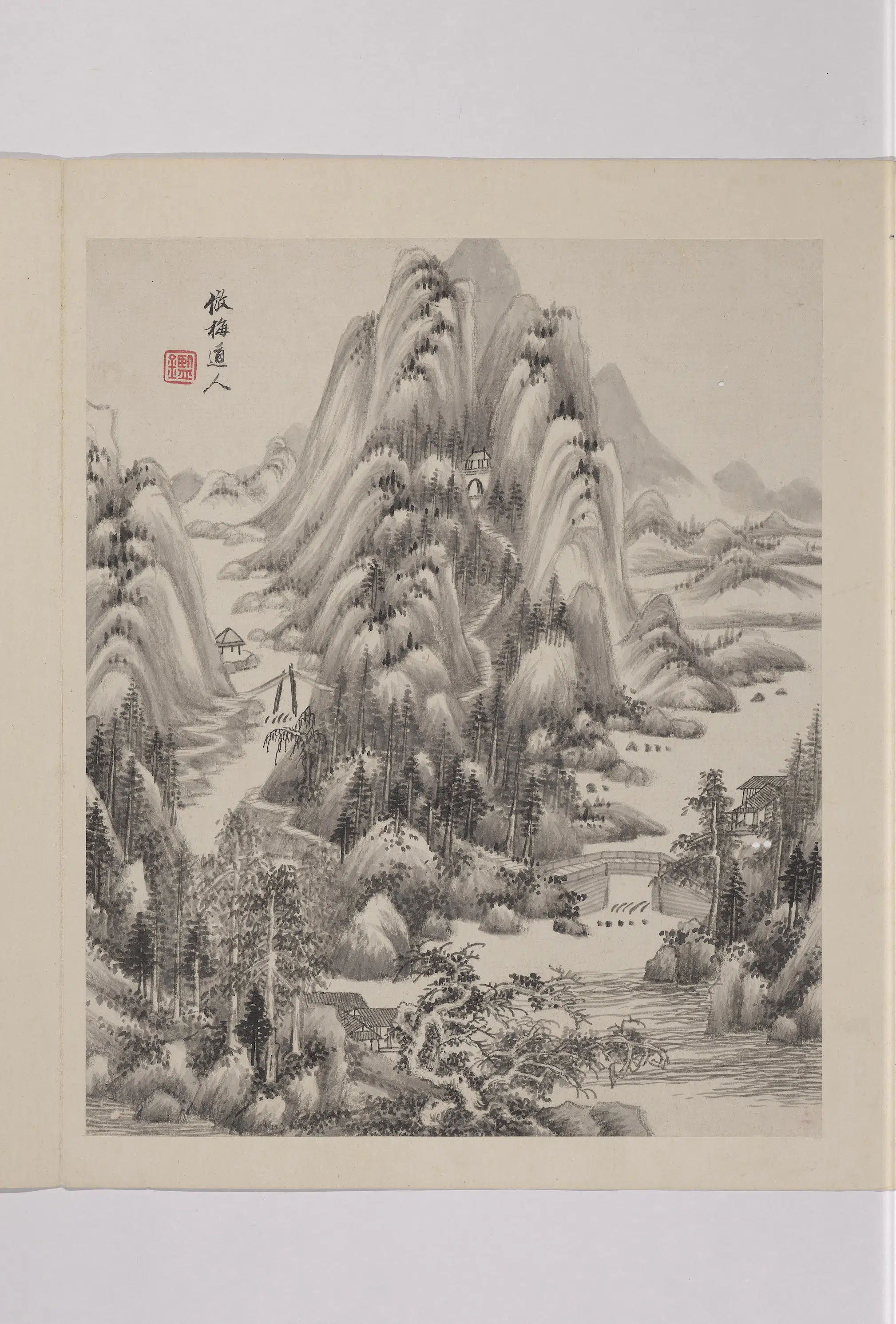 清代【王鉴】《仿古山水册-仿吴镇山水》