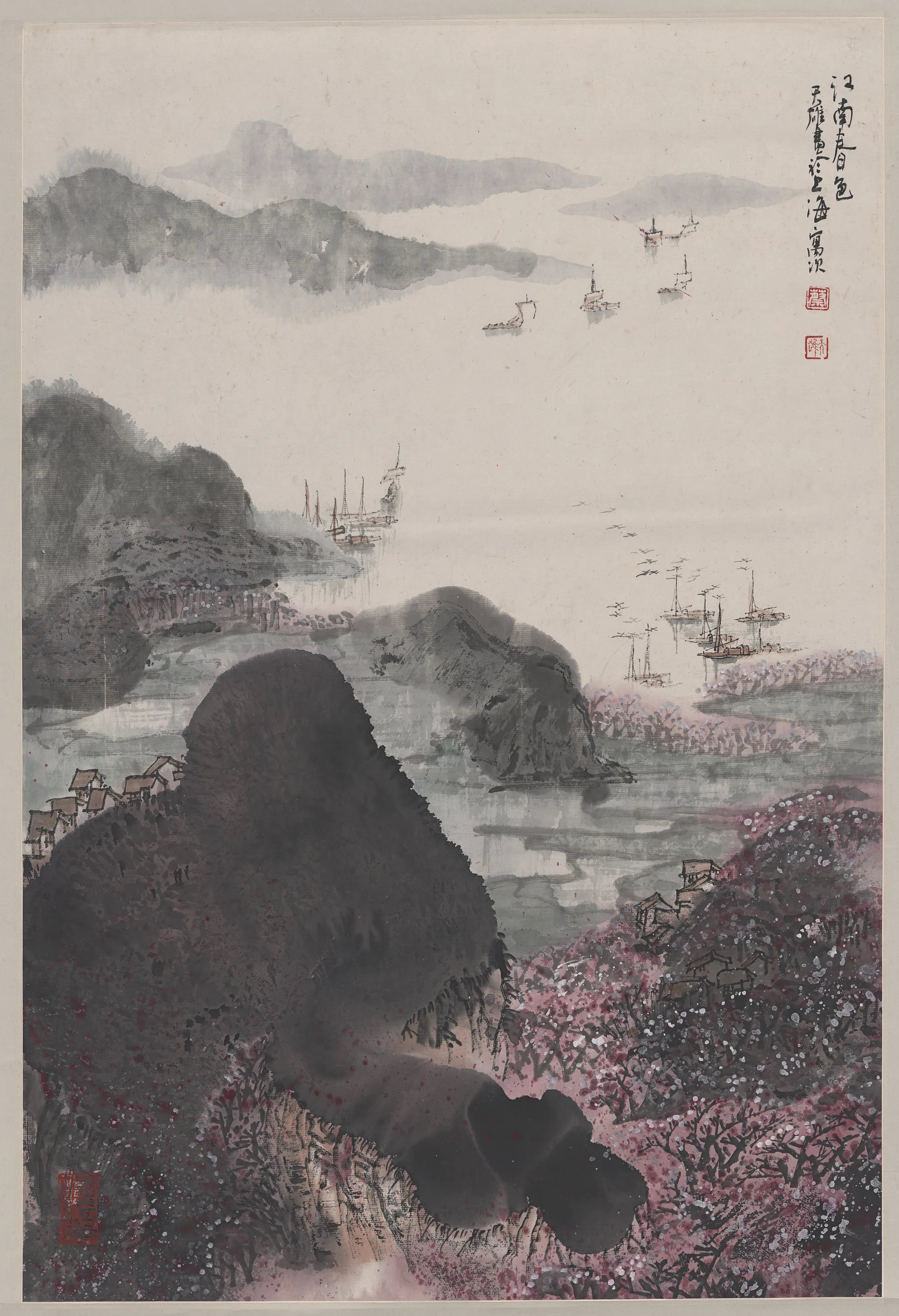 近现代【蔡大雄】《江南春色图轴》