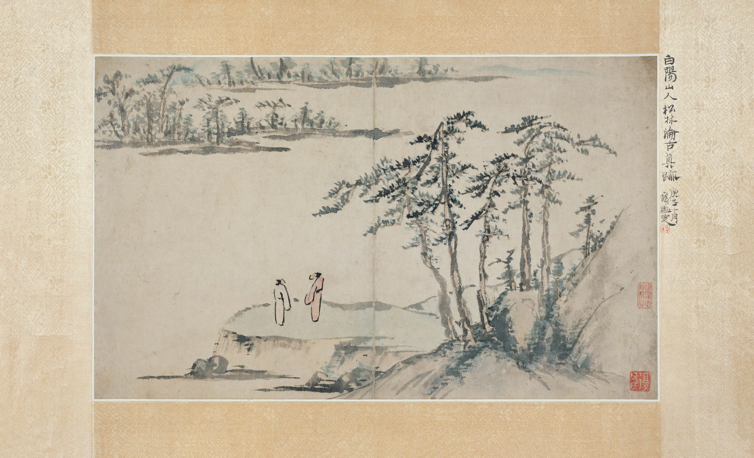 明朝【陈淳（道复）】《松下闲眺图页》