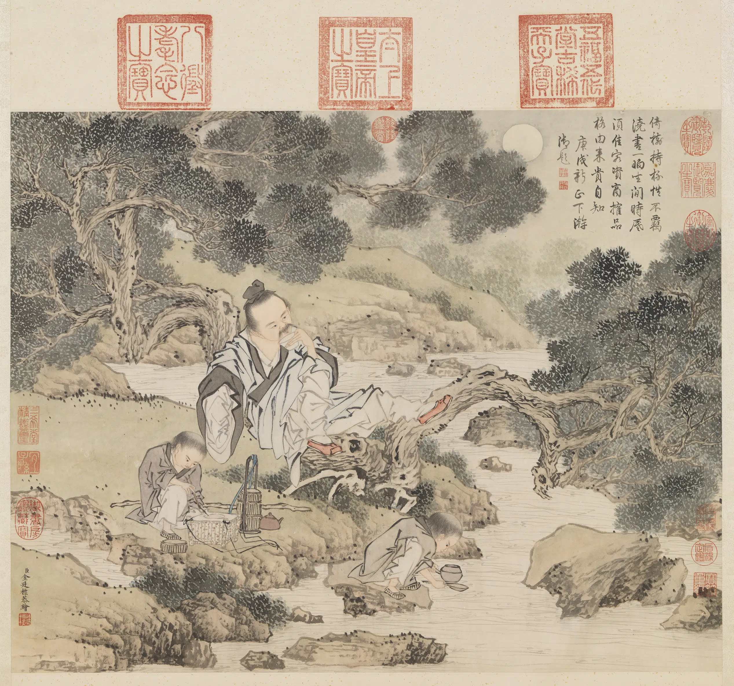 清代【金廷标】《品泉图轴》