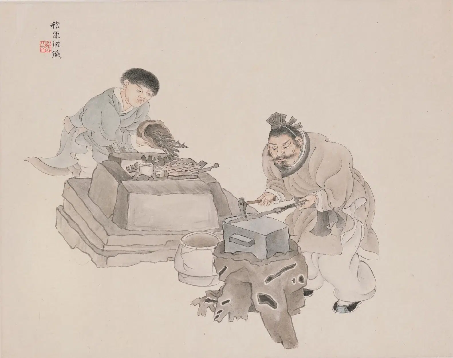 清代【任熊】《人物山水册》 第10张