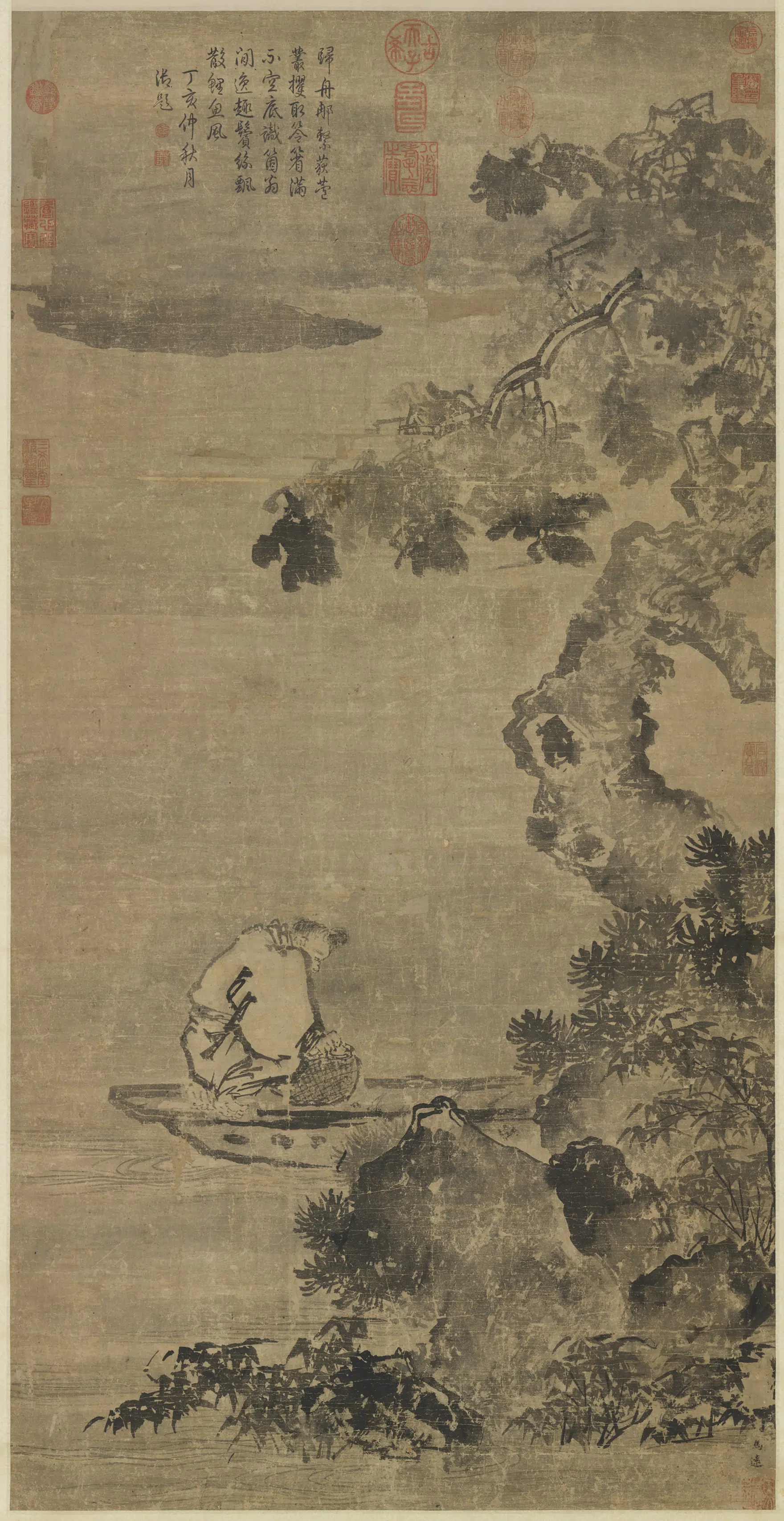 南宋【马远】《秋浦归渔图轴》