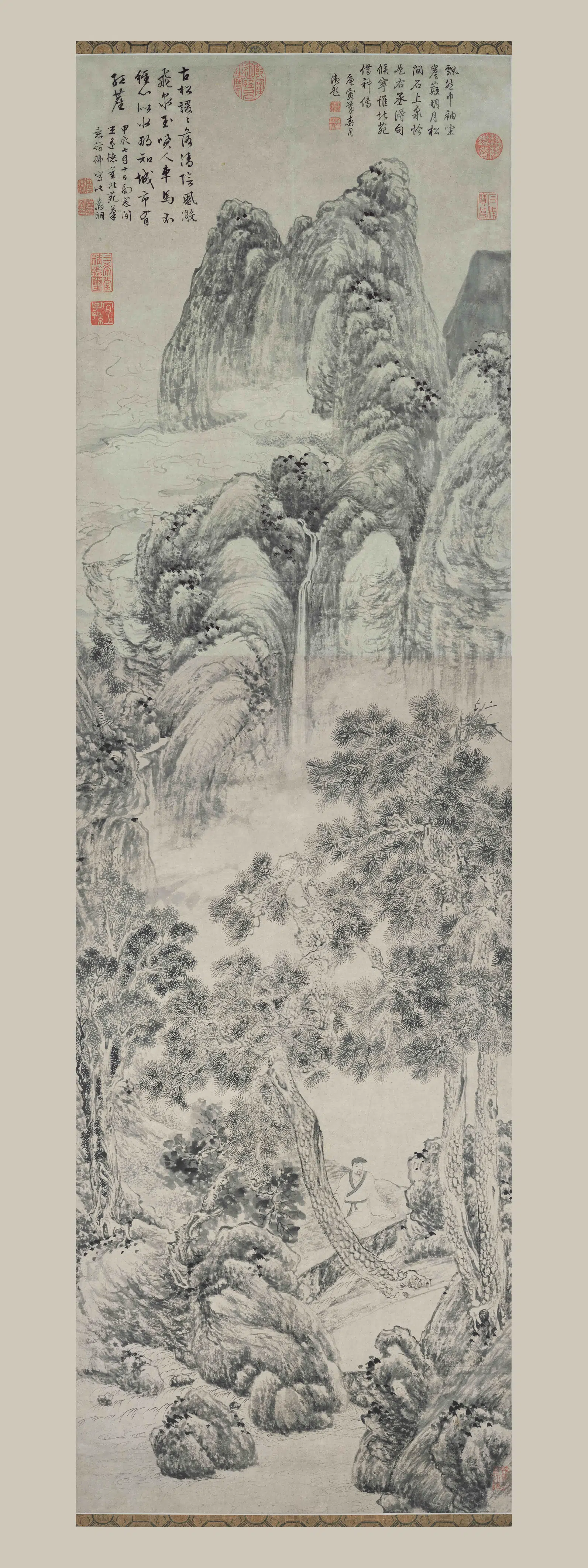 明朝【文徵明（文征明）】《松阴高士图轴》