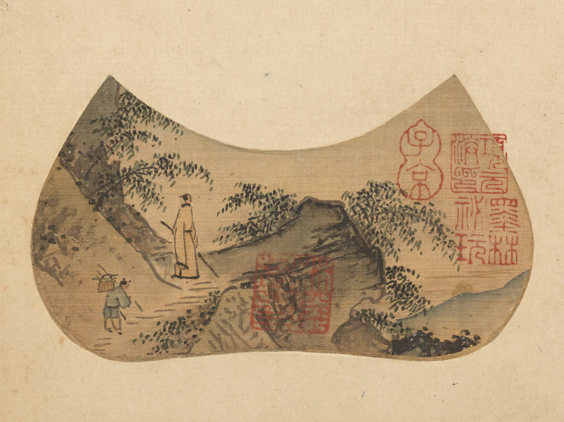 南宋【马远】《小品册-山径杖行》
