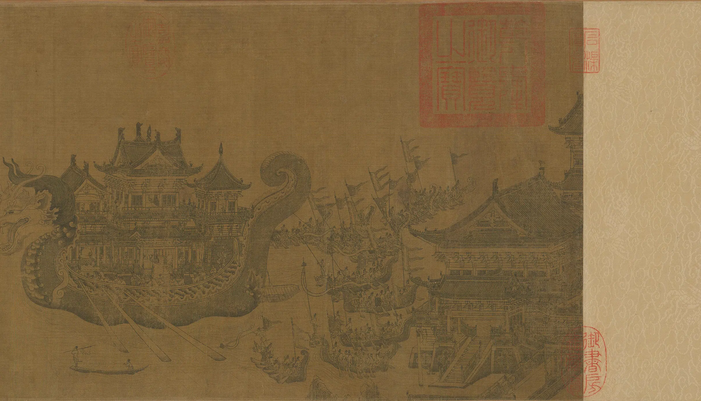 元朝【佚名】《龙舟夺标图卷》 第3张