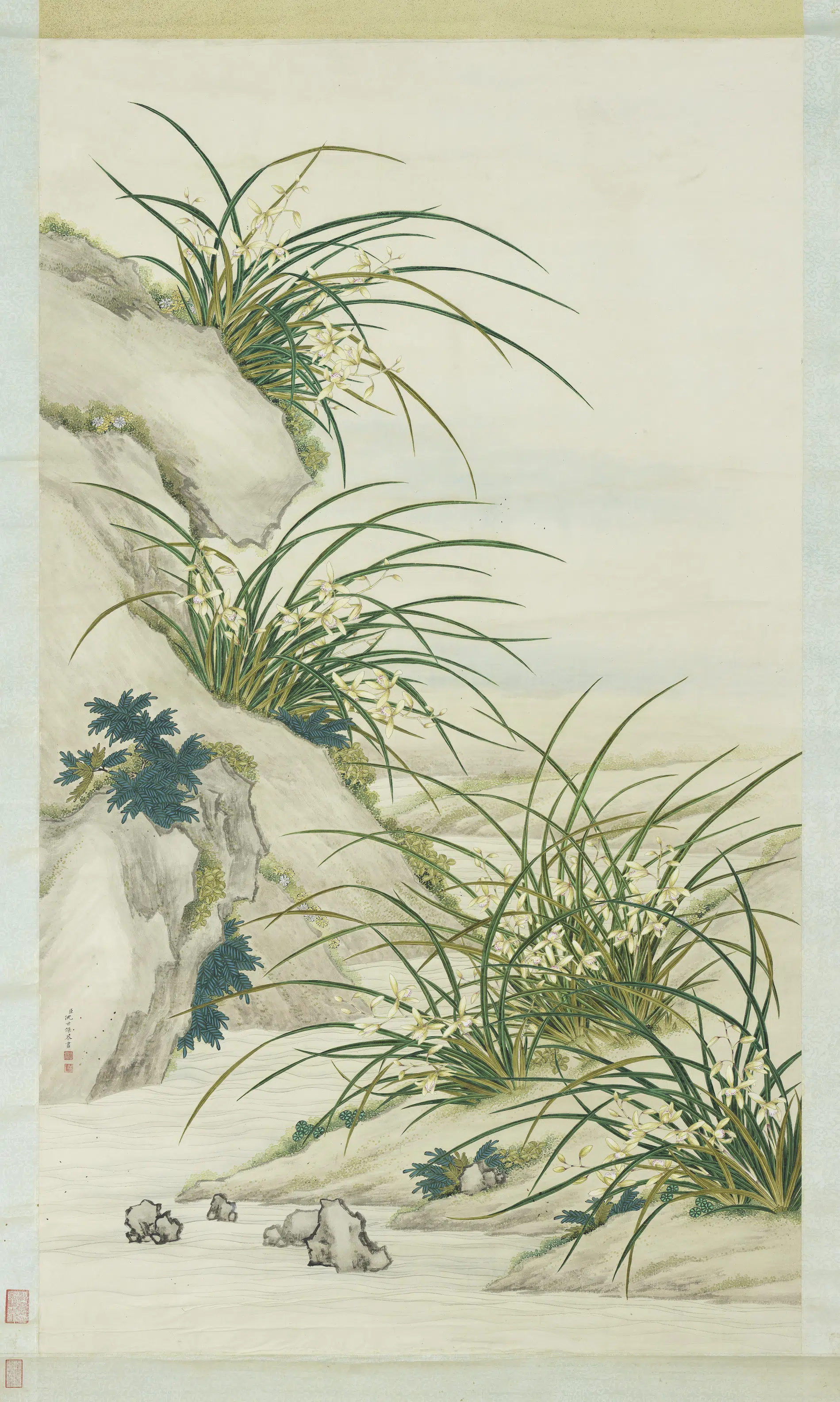 清代【沈世杰】《画兰图轴》