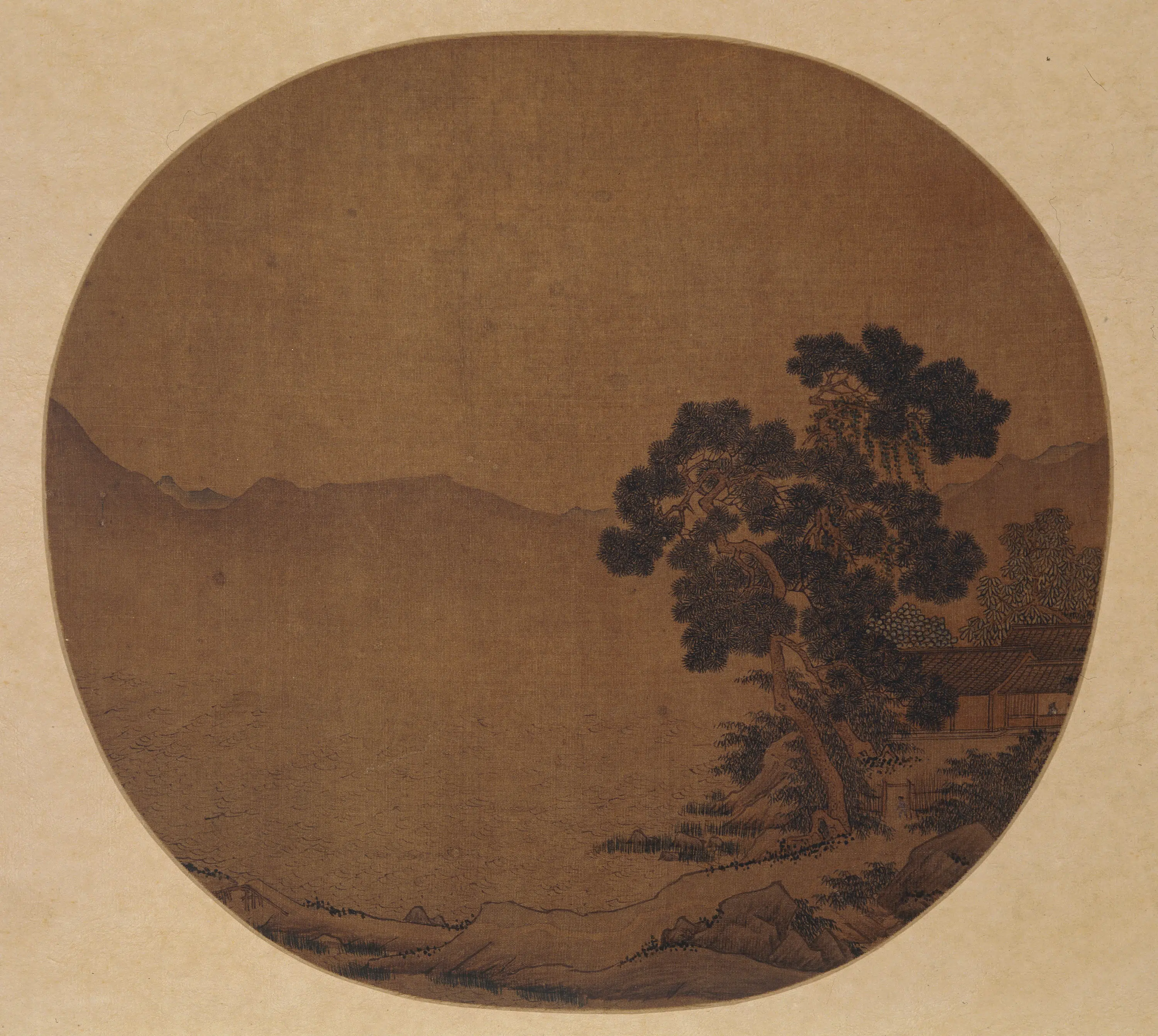 明朝【佚名】《湖山幽居图纨扇页》
