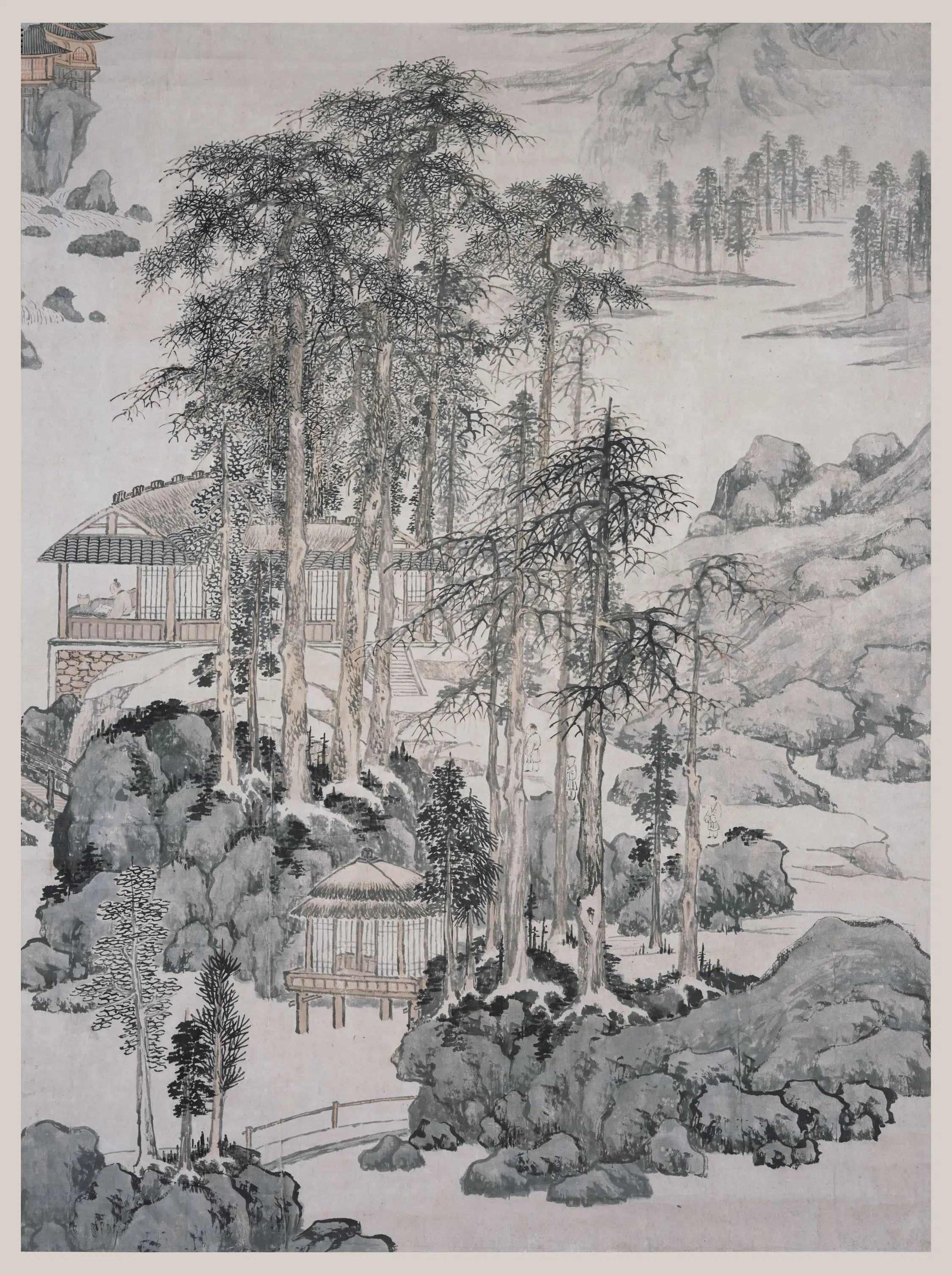 明朝【张复】《溪山读书图轴》