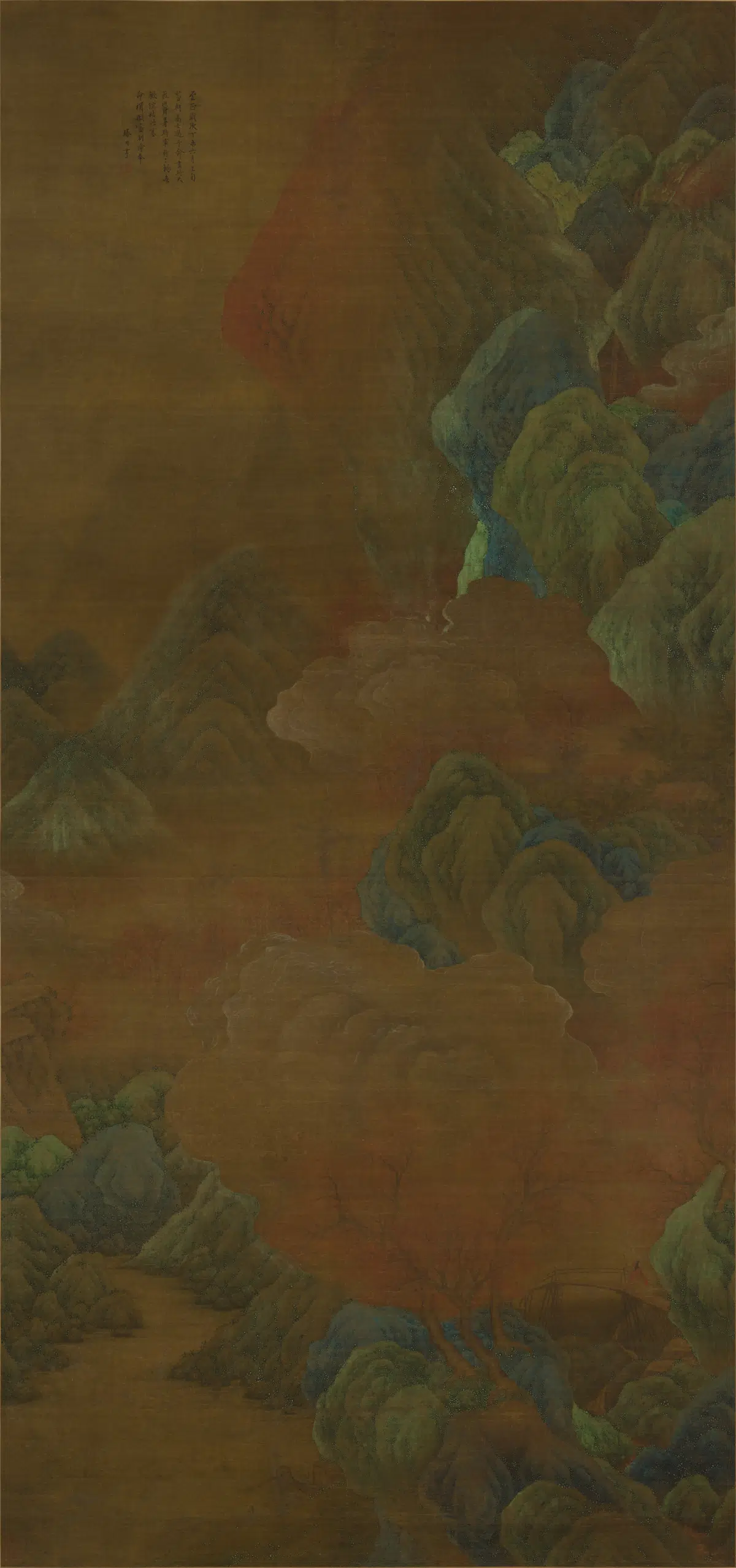 明朝【滕用亨】《青山绿水轴》