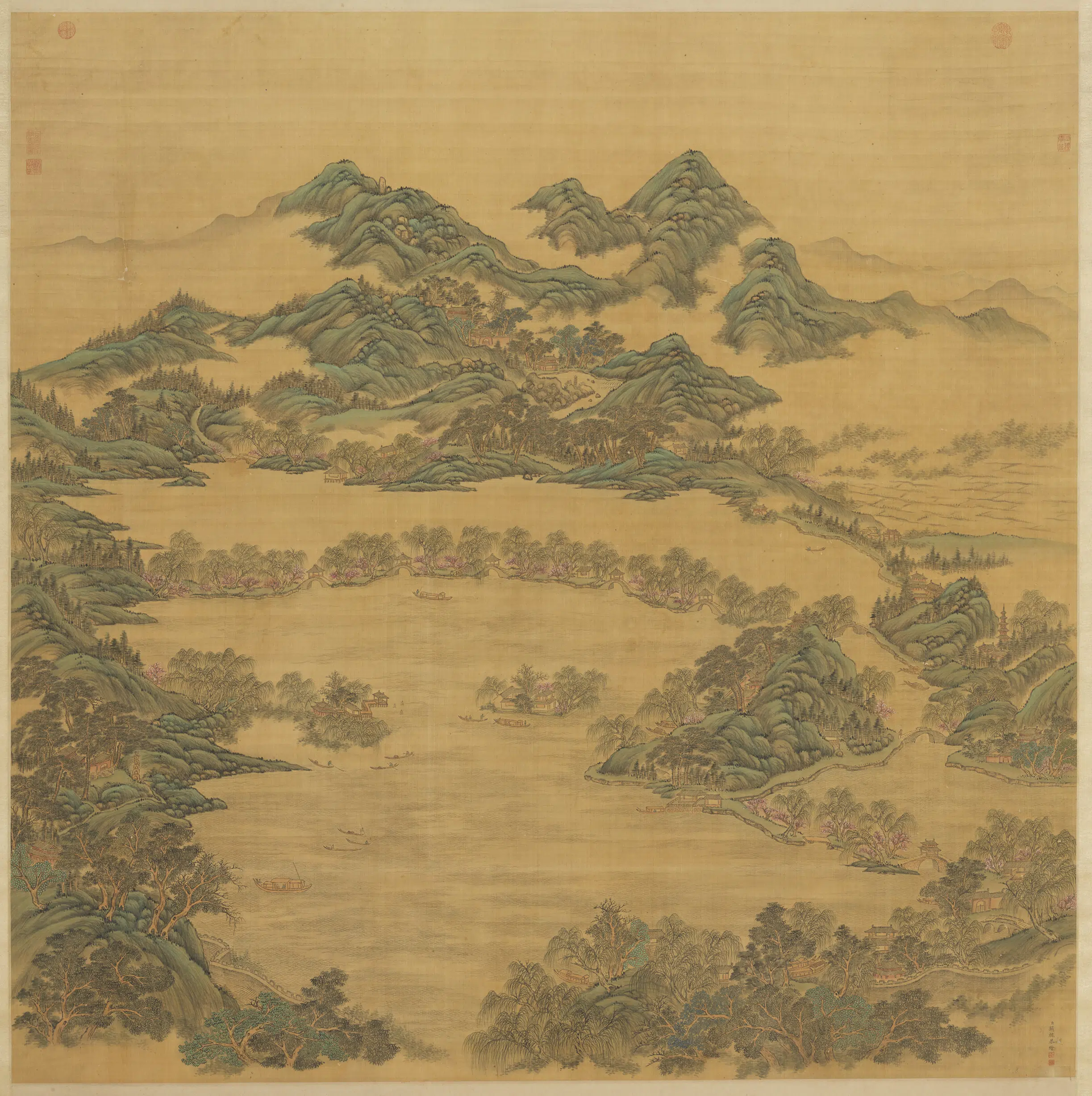 清代【关槐】《西湖图轴》