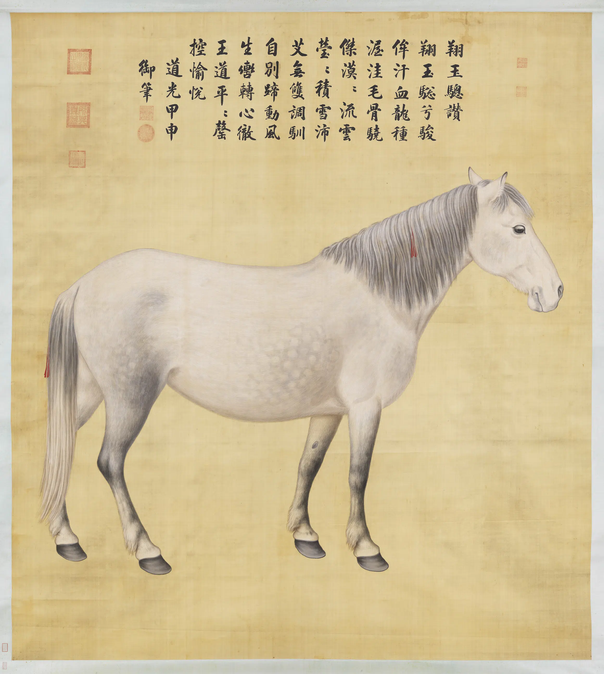 明朝【明宣宗朱瞻基】《御题画马图轴》