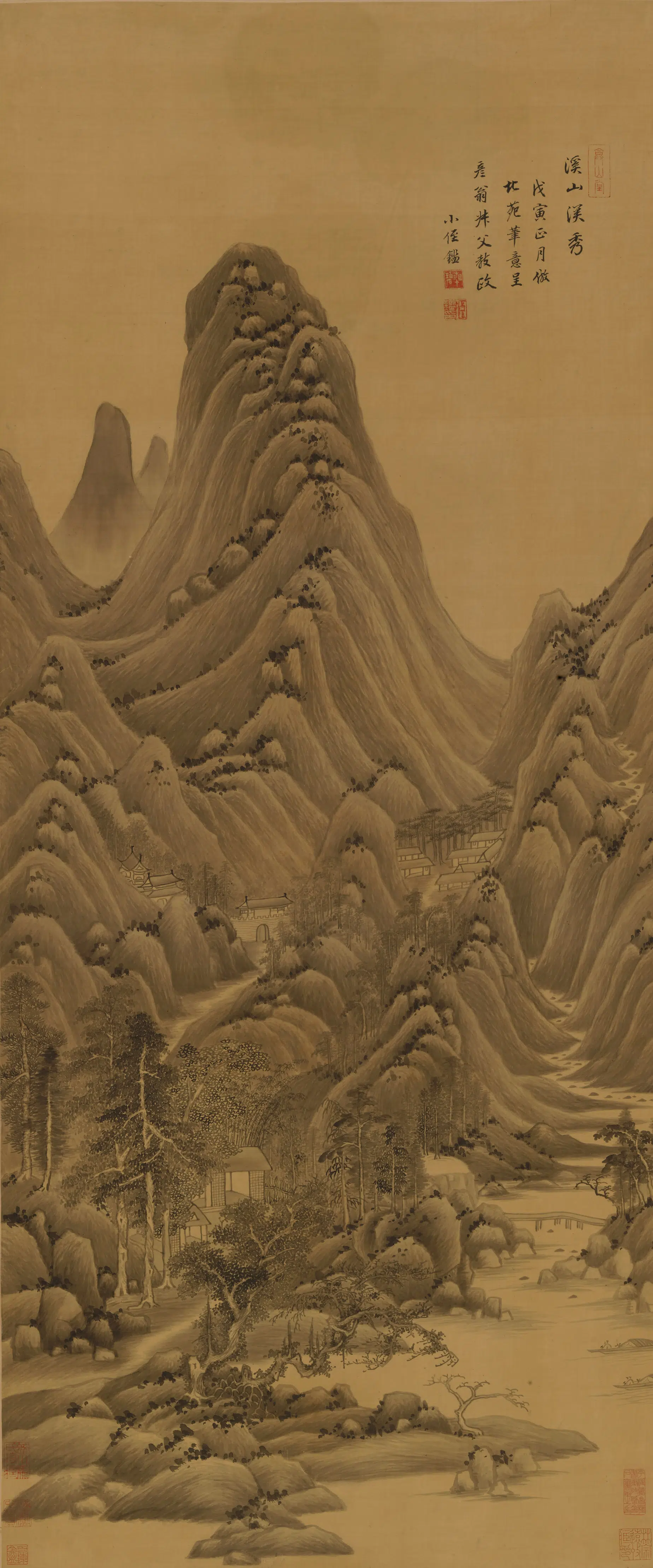清代【王鉴】《溪山深秀图轴-3》