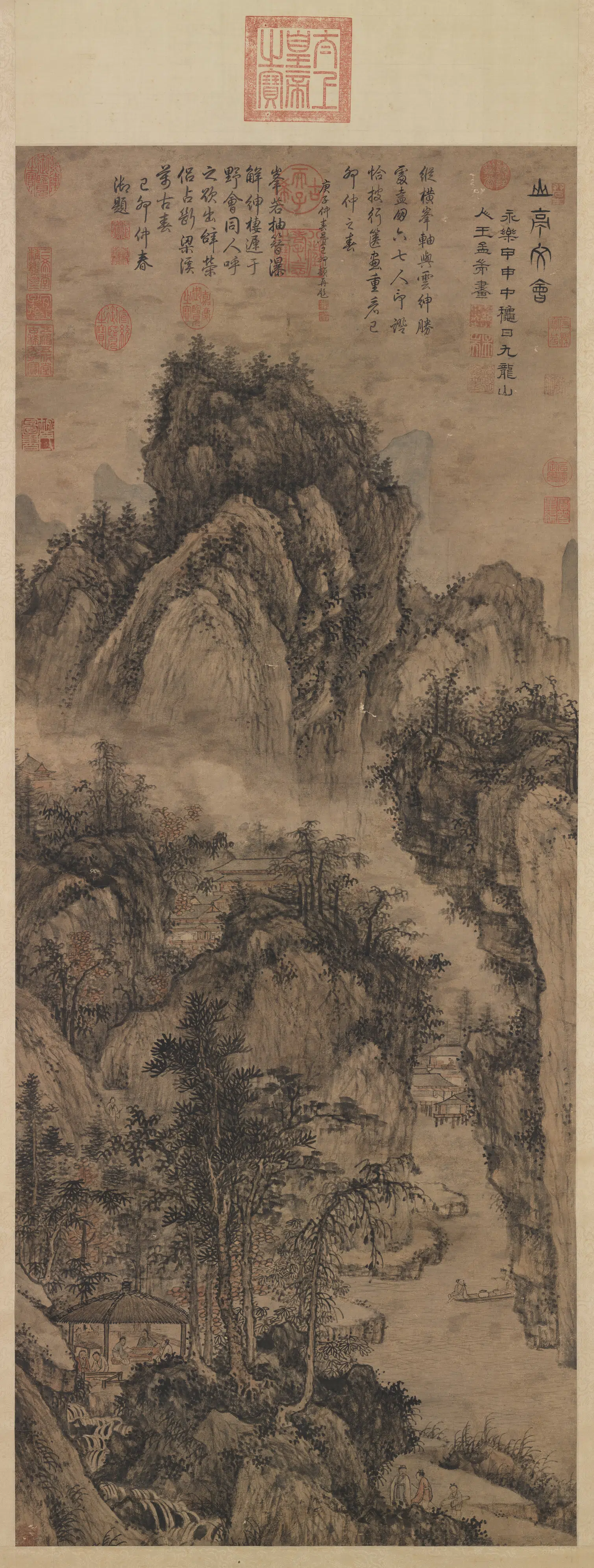 明朝【王绂】《画山亭文会图轴》