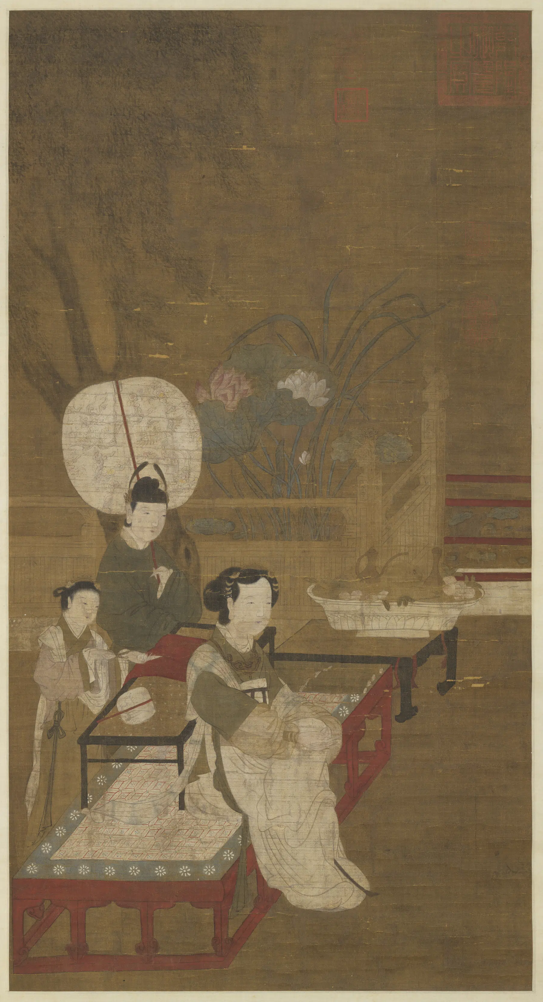 宋代《宋人宫沼纳凉图轴》