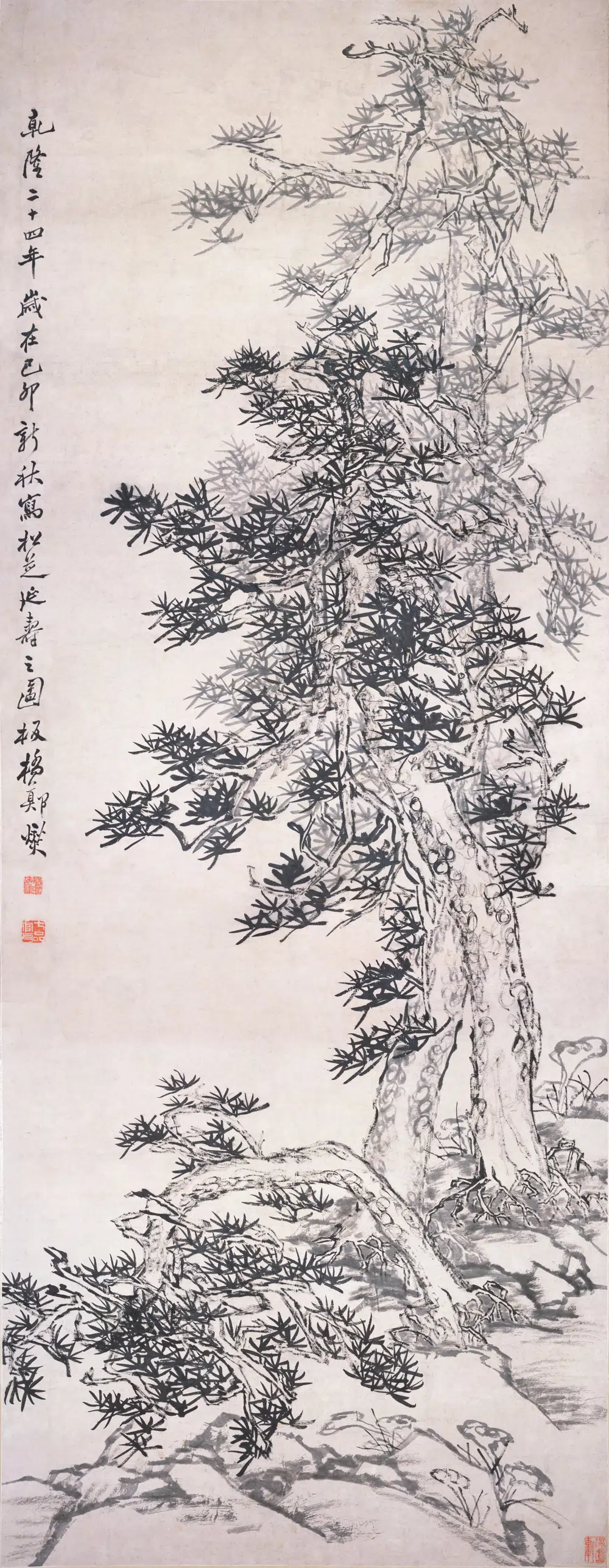 清代【郑板桥（郑燮）】《松芝延寿图轴》