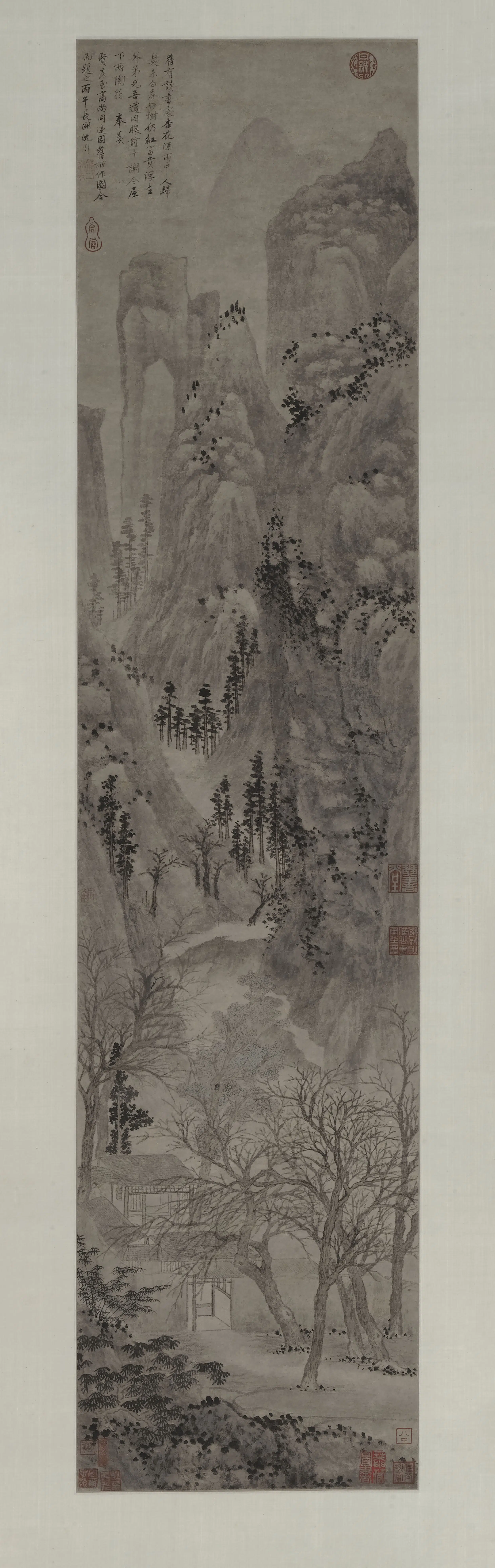 明朝【沈周】《杏花书屋图轴》