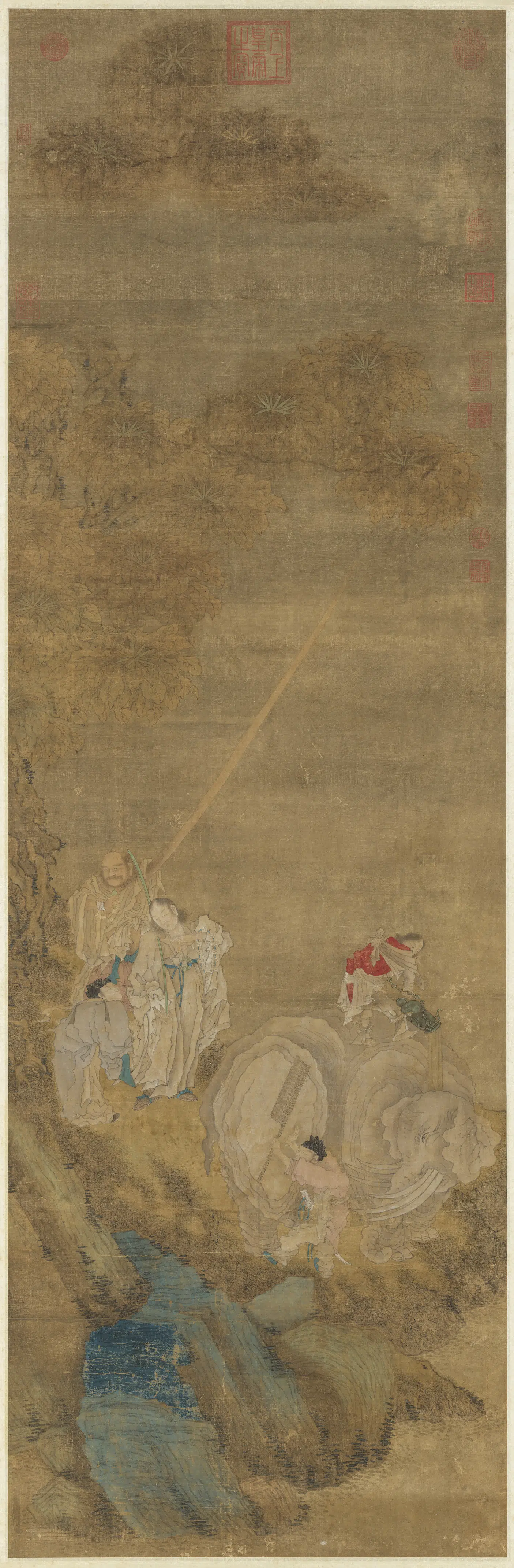 宋代《宋人画洗象图轴》