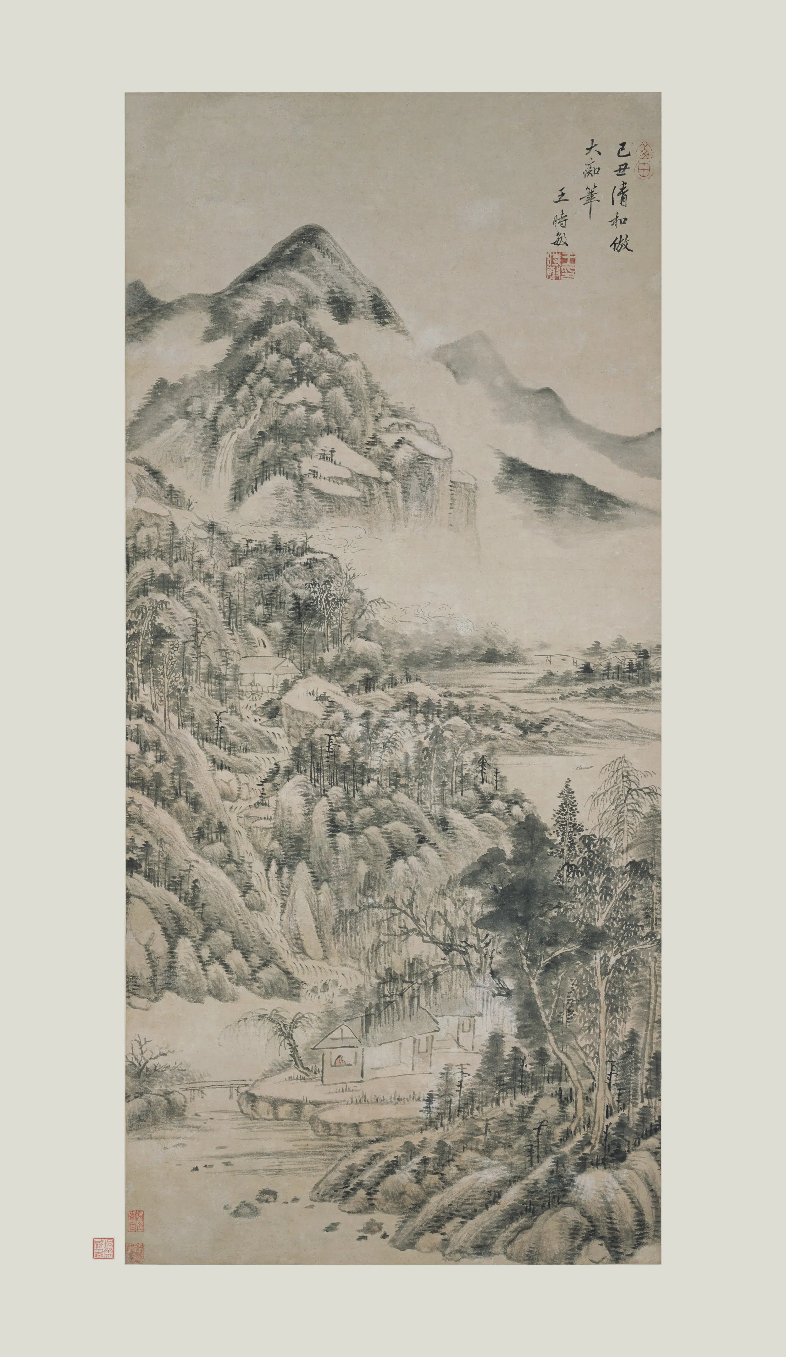 清代【王时敏】《仿黄公望山水图轴》