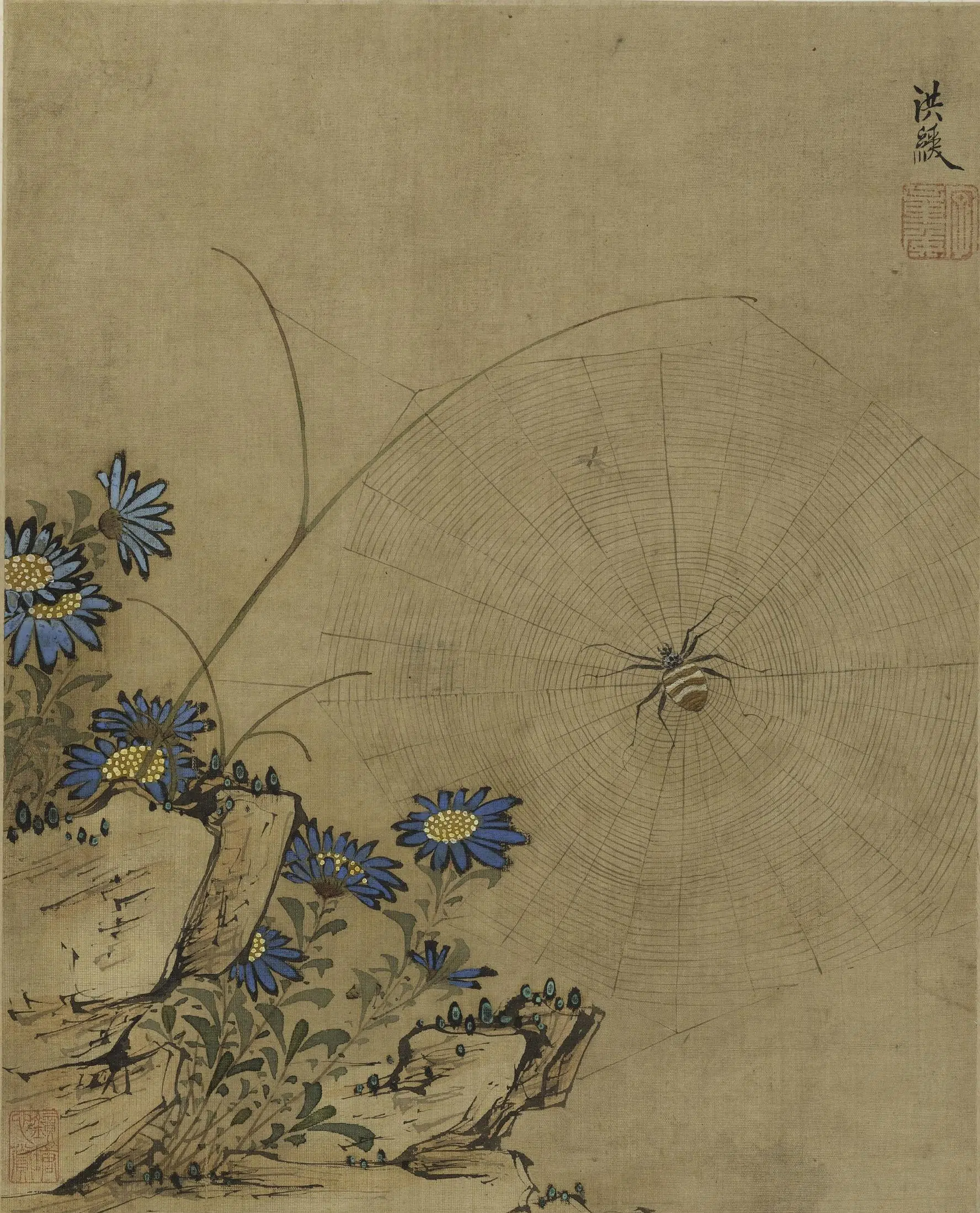 明朝【陈洪绶】《花鸟草虫册》 第8张 明朝【陈洪绶】《花鸟草虫册》 第8张