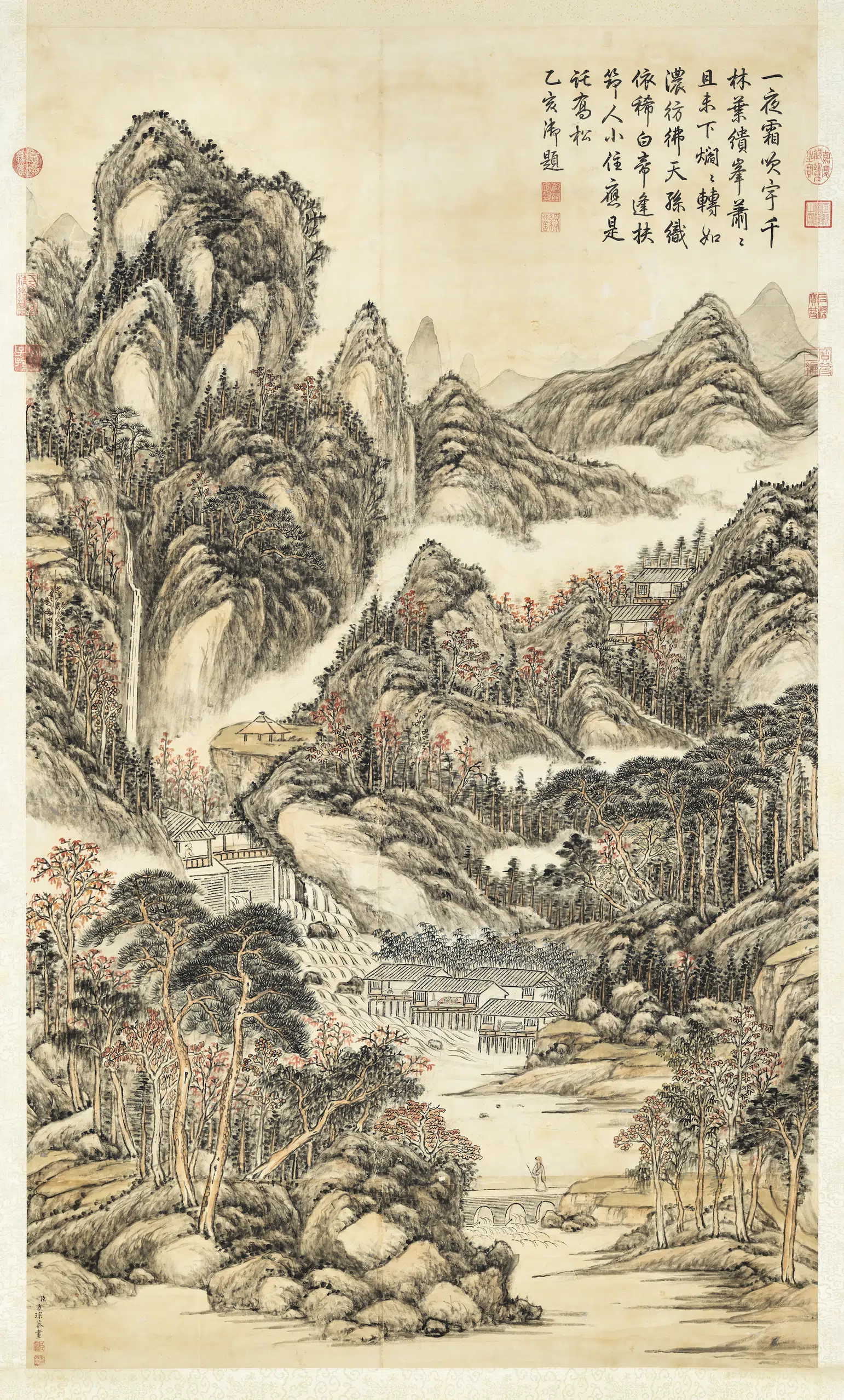 清代【方琮】《山水御题图轴》