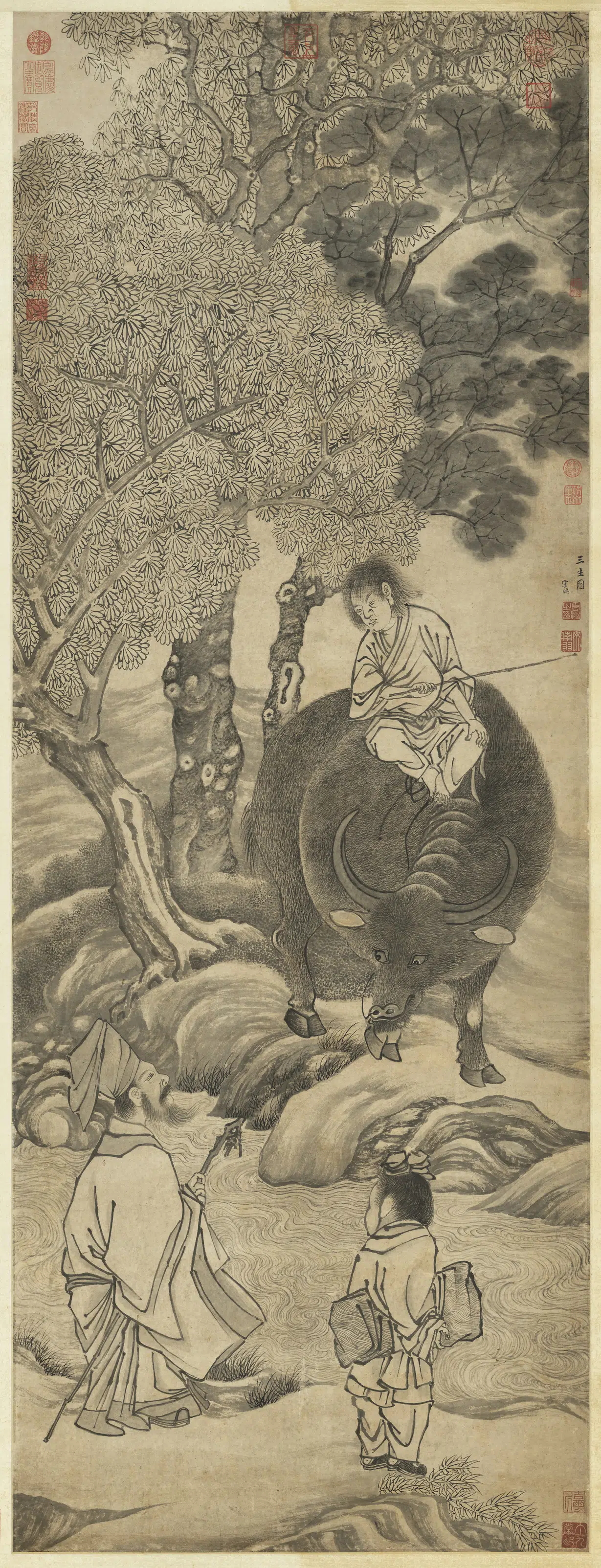 明朝【丁云鹏】《三生图轴》