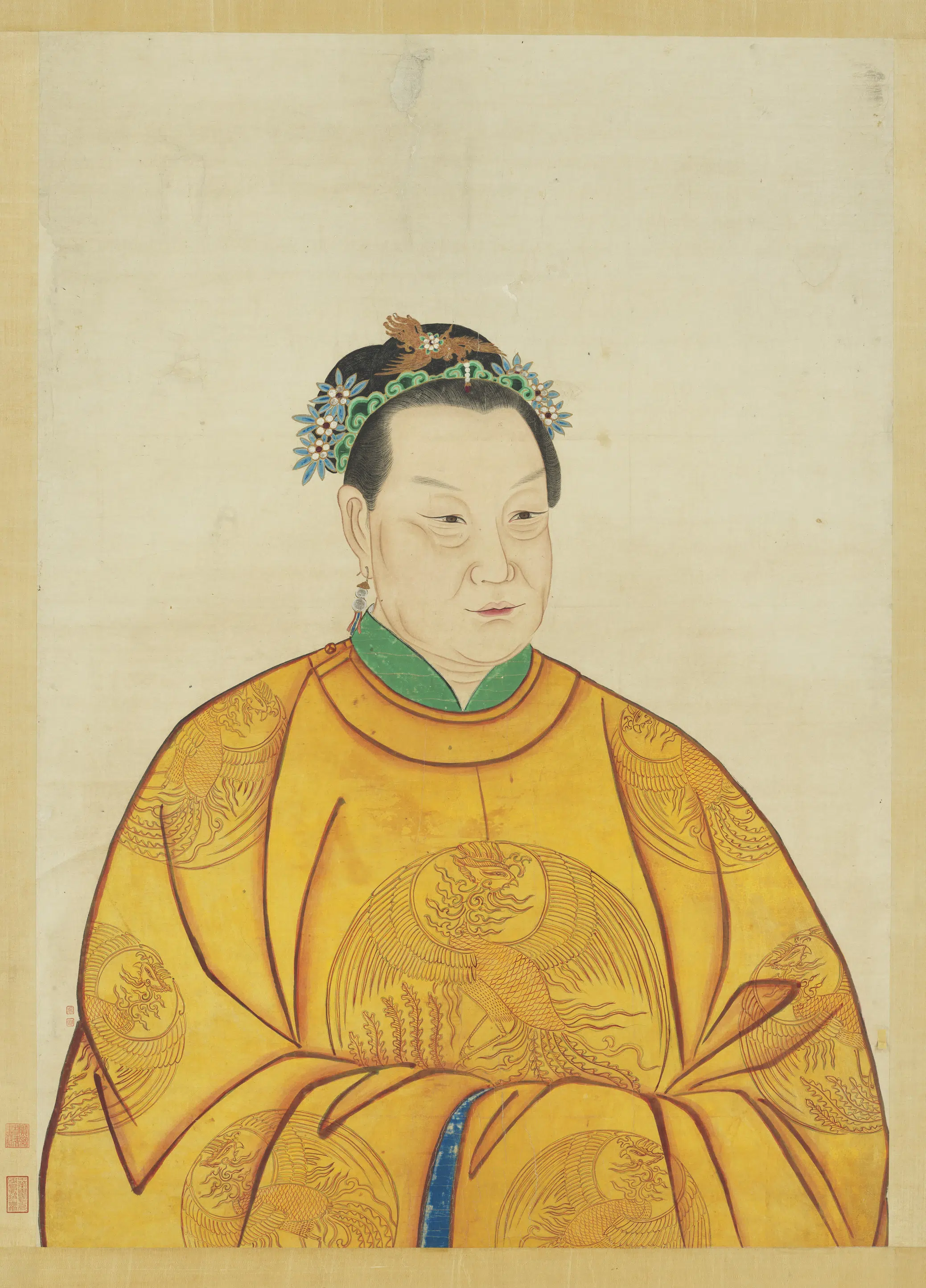 明朝【吴昶】《明孝慈高皇后半身像图轴》 第1张