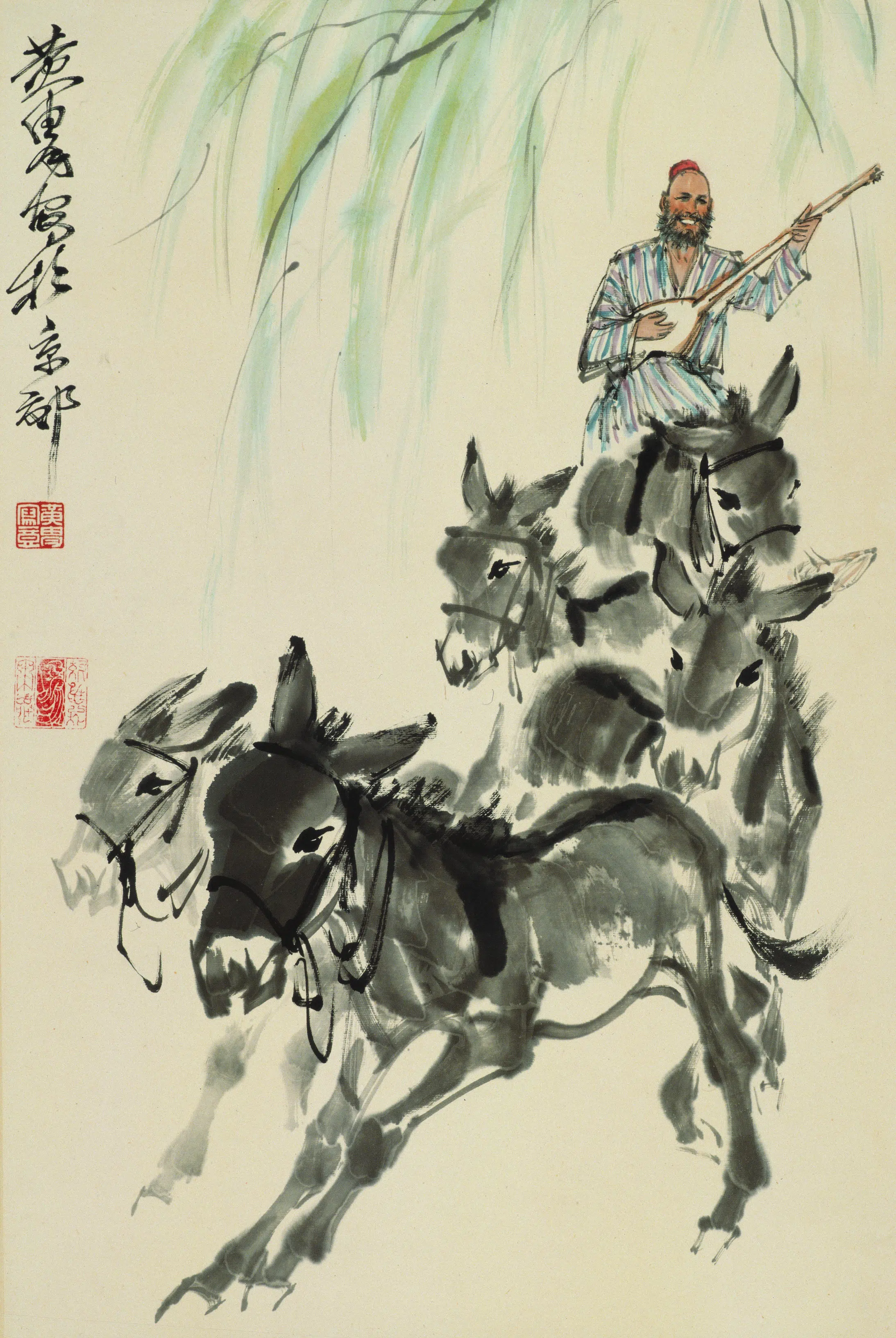 近现代【黄胄】《骑驴弹歌》