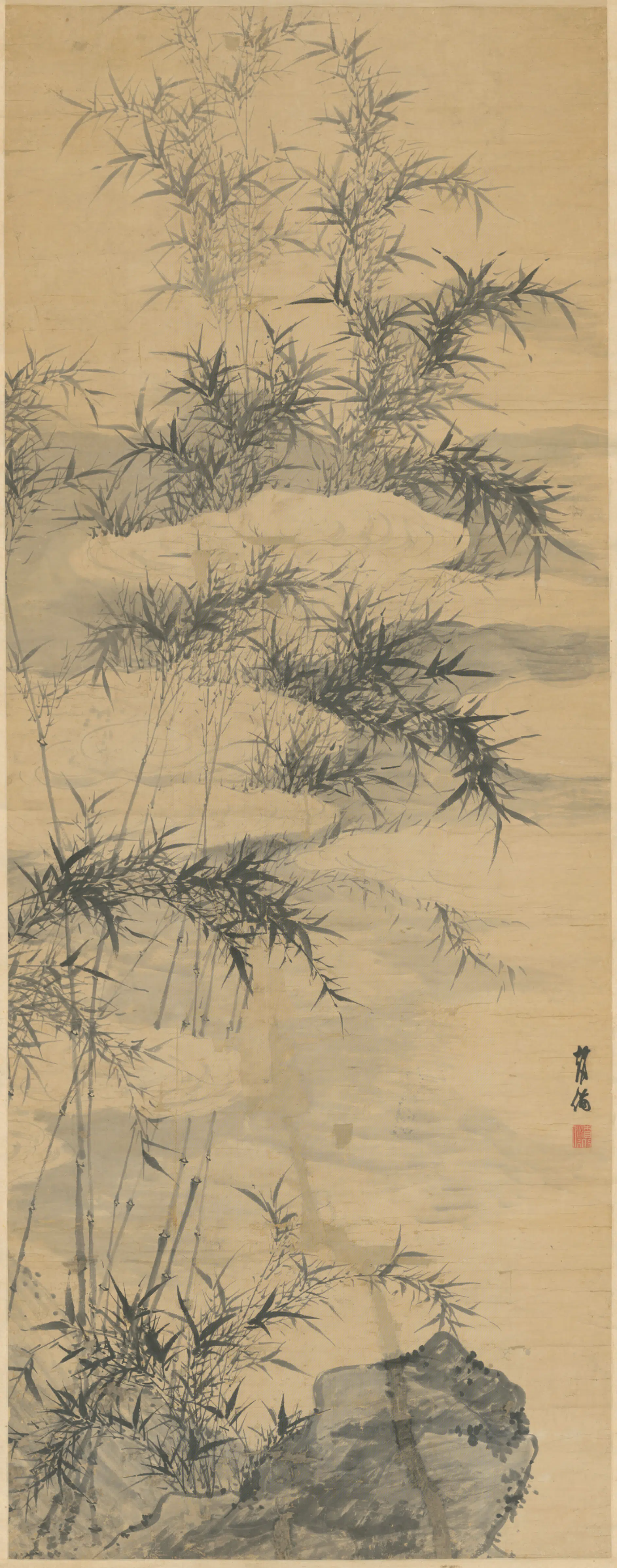 明朝【赵备】《丛竹横云轴》