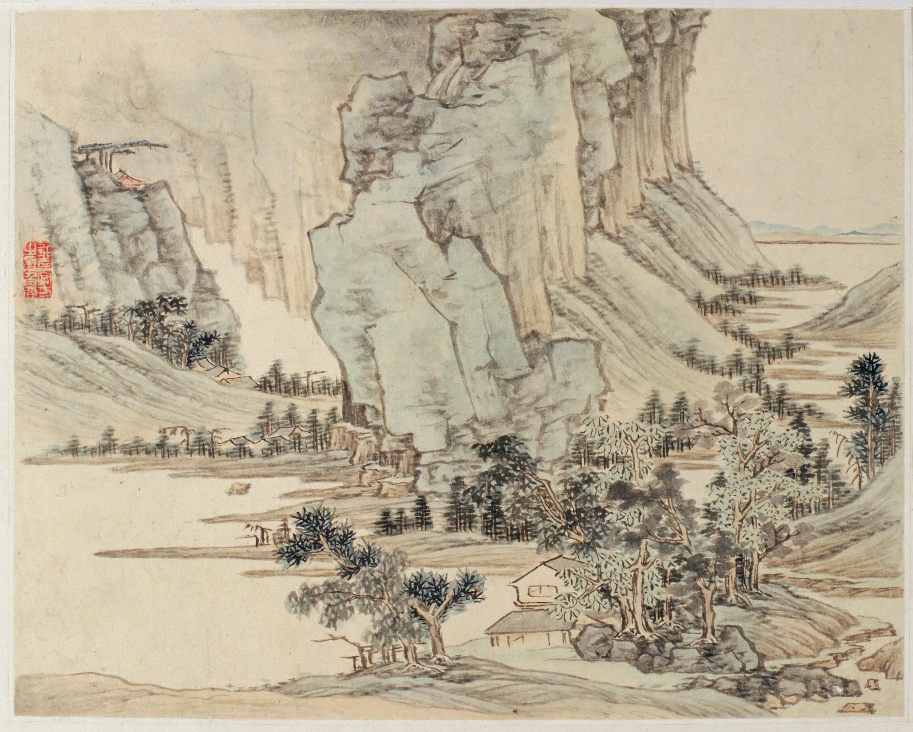 清代【邹喆】《清江左文心集册-山水册页》