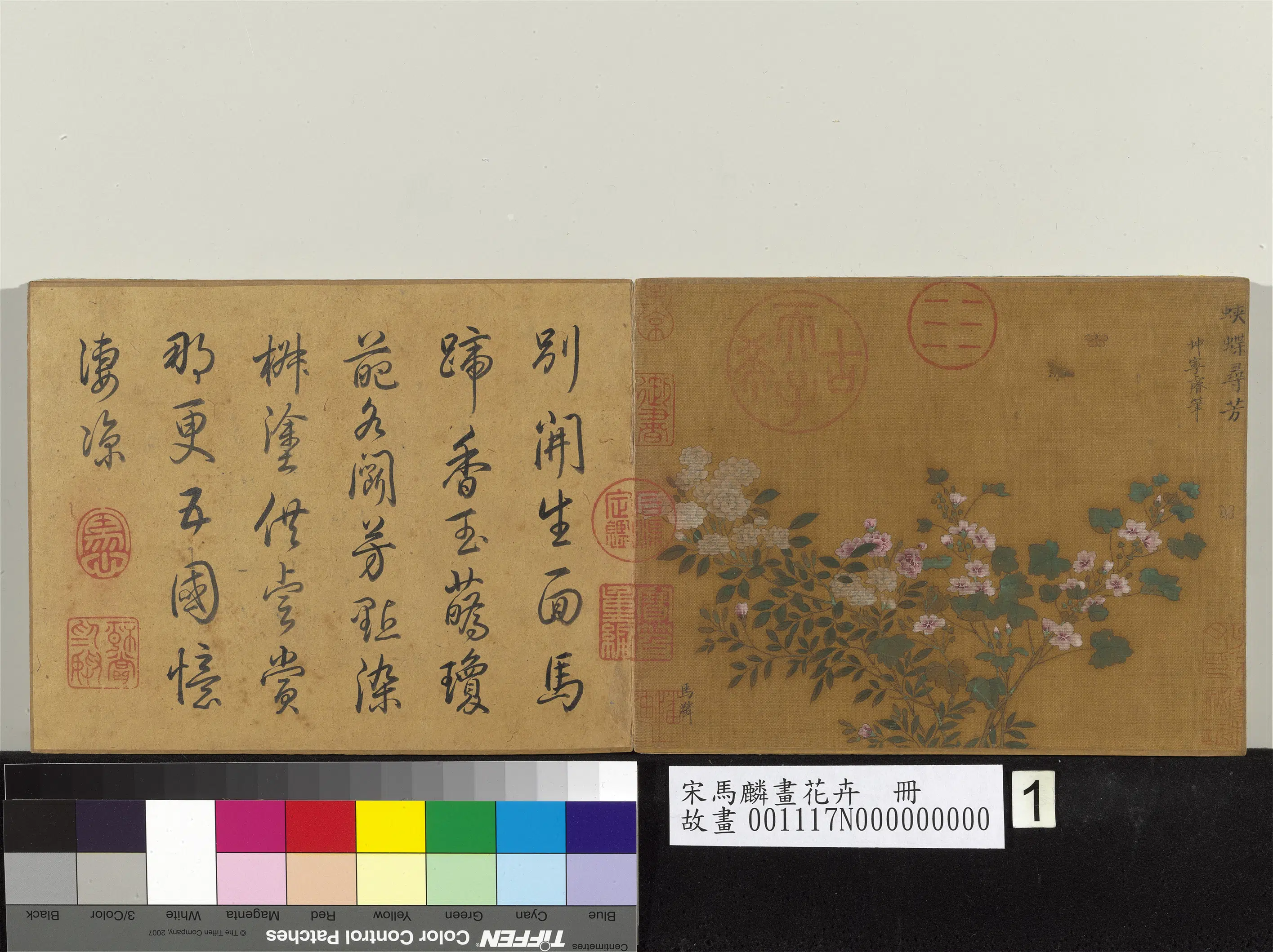 南宋【马麟】《画花卉册-蛱蝶寻芳》