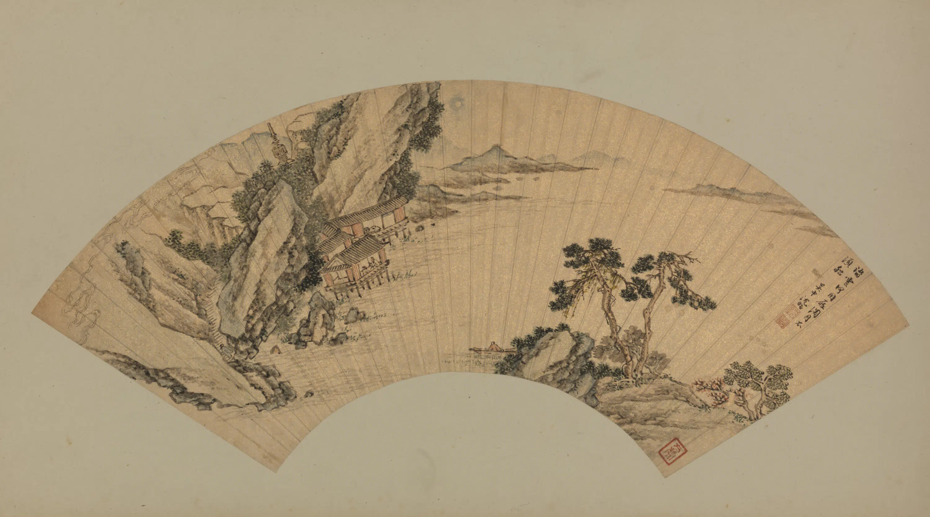 明朝【沈昭】《山水扇页》