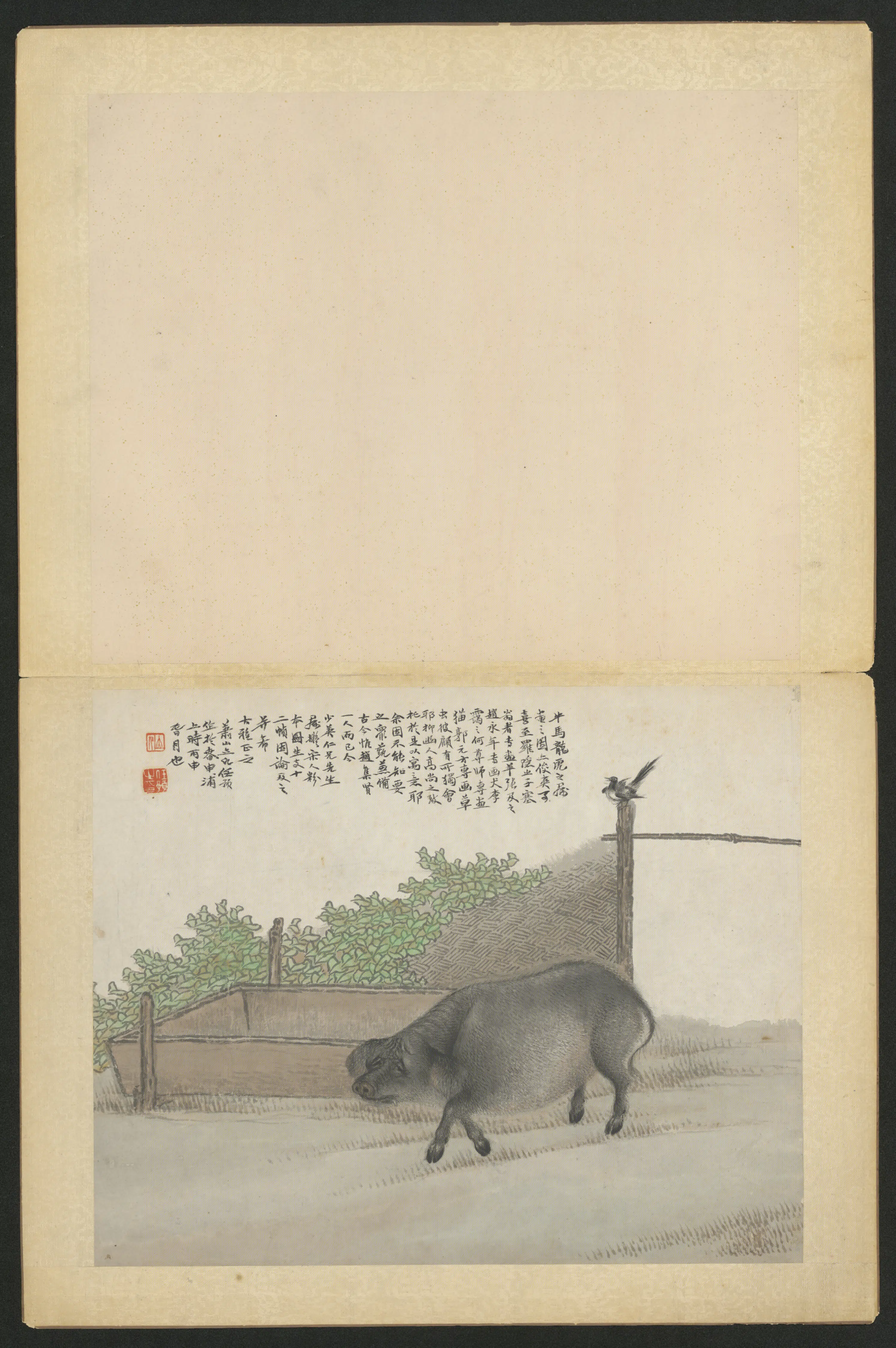 清代【任预】《十二生肖图册-猪》